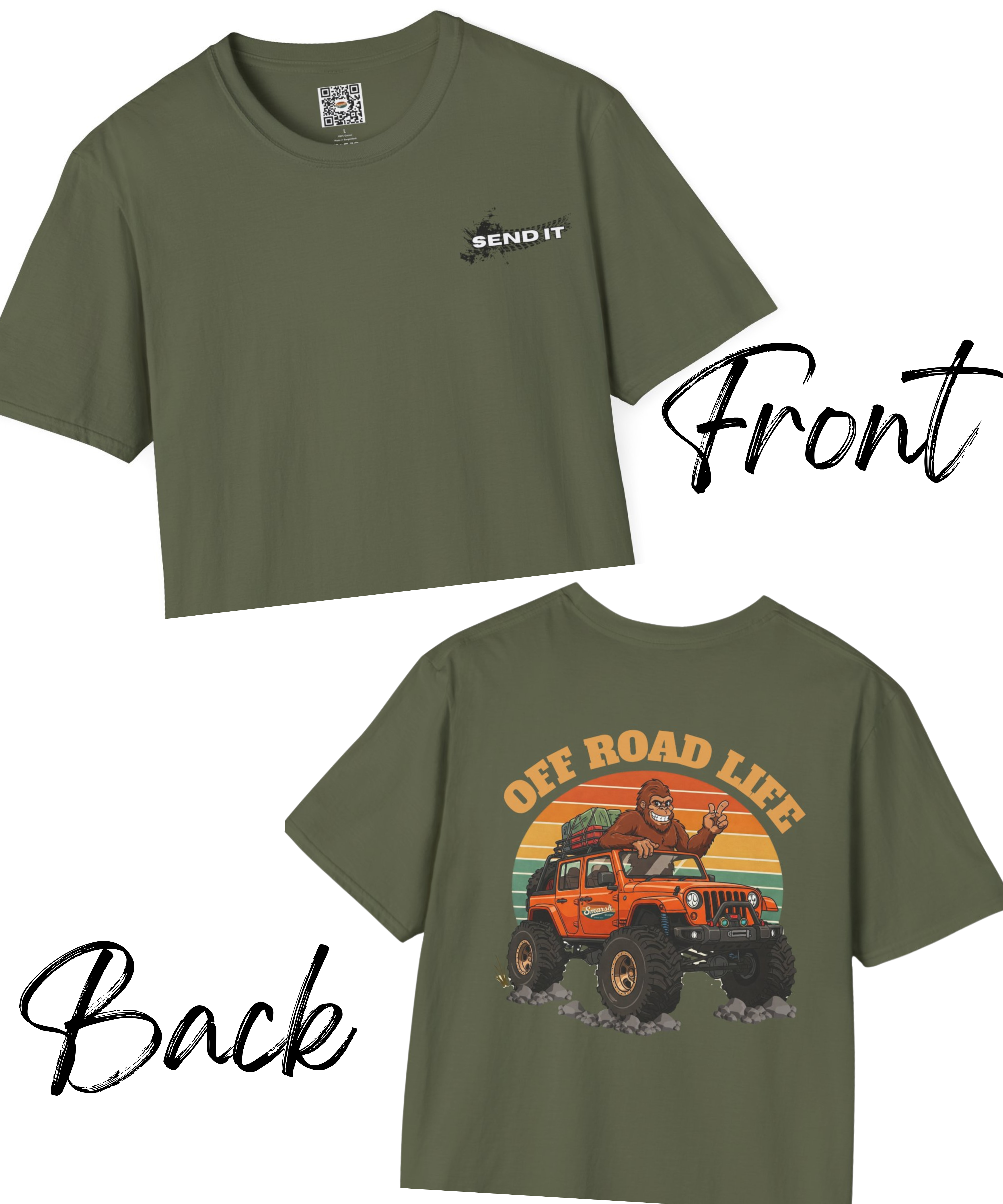 Off Road Life Jeep Big Foot Unisex Tee Front &amp; Back product thumbnail image