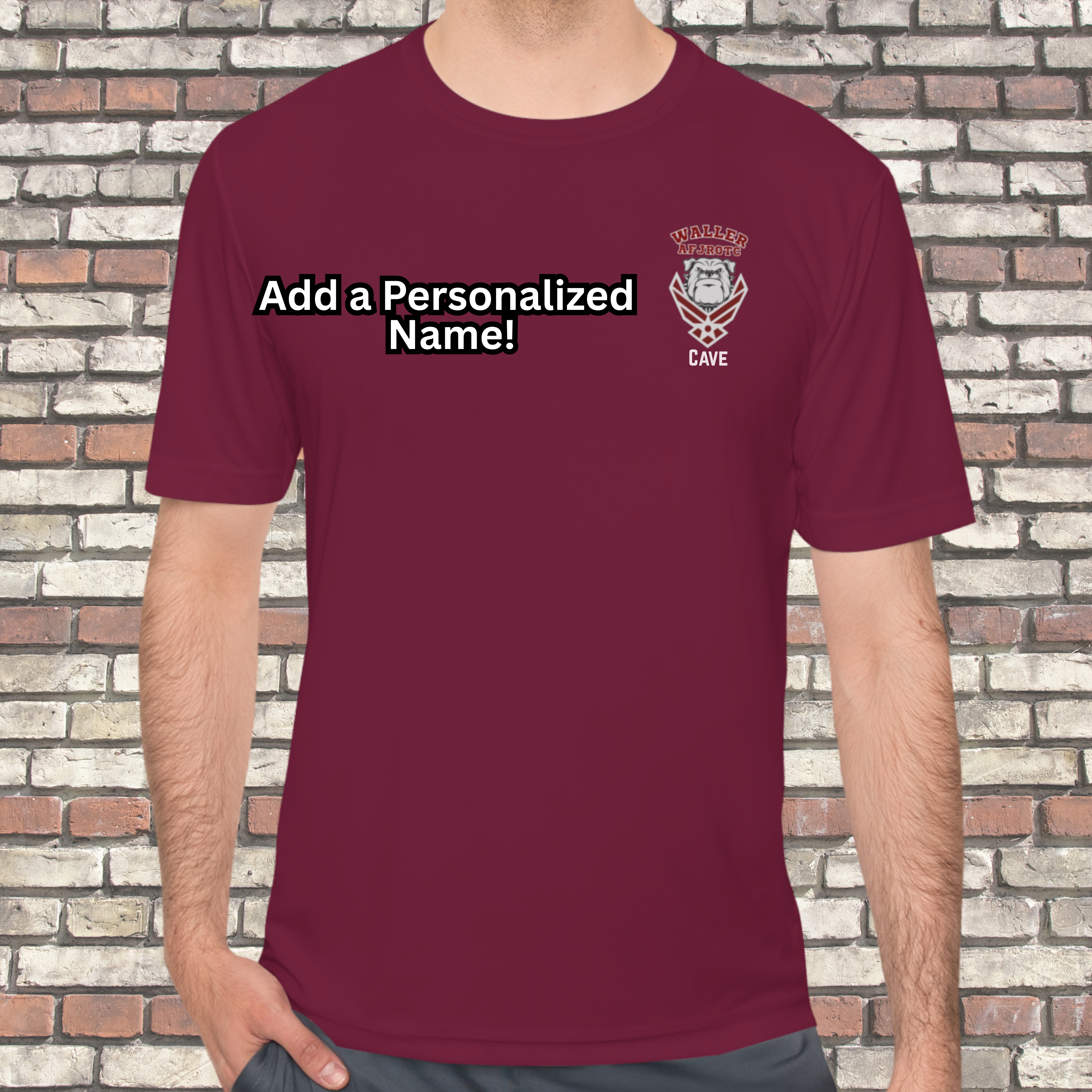Waller High School AFJROTC Bulldog Air Force Logo Dry Fit Short Sleeve Shirt - Unisex Moisture Wicking Tee - Add a Personalized Name product thumbnail image Waller High School AFJROTC Bulldog Air Force Logo Dry Fit Short Sleeve Shirt - Unisex Moisture Wicking Tee - Add a Personalized Name product thumbnail image