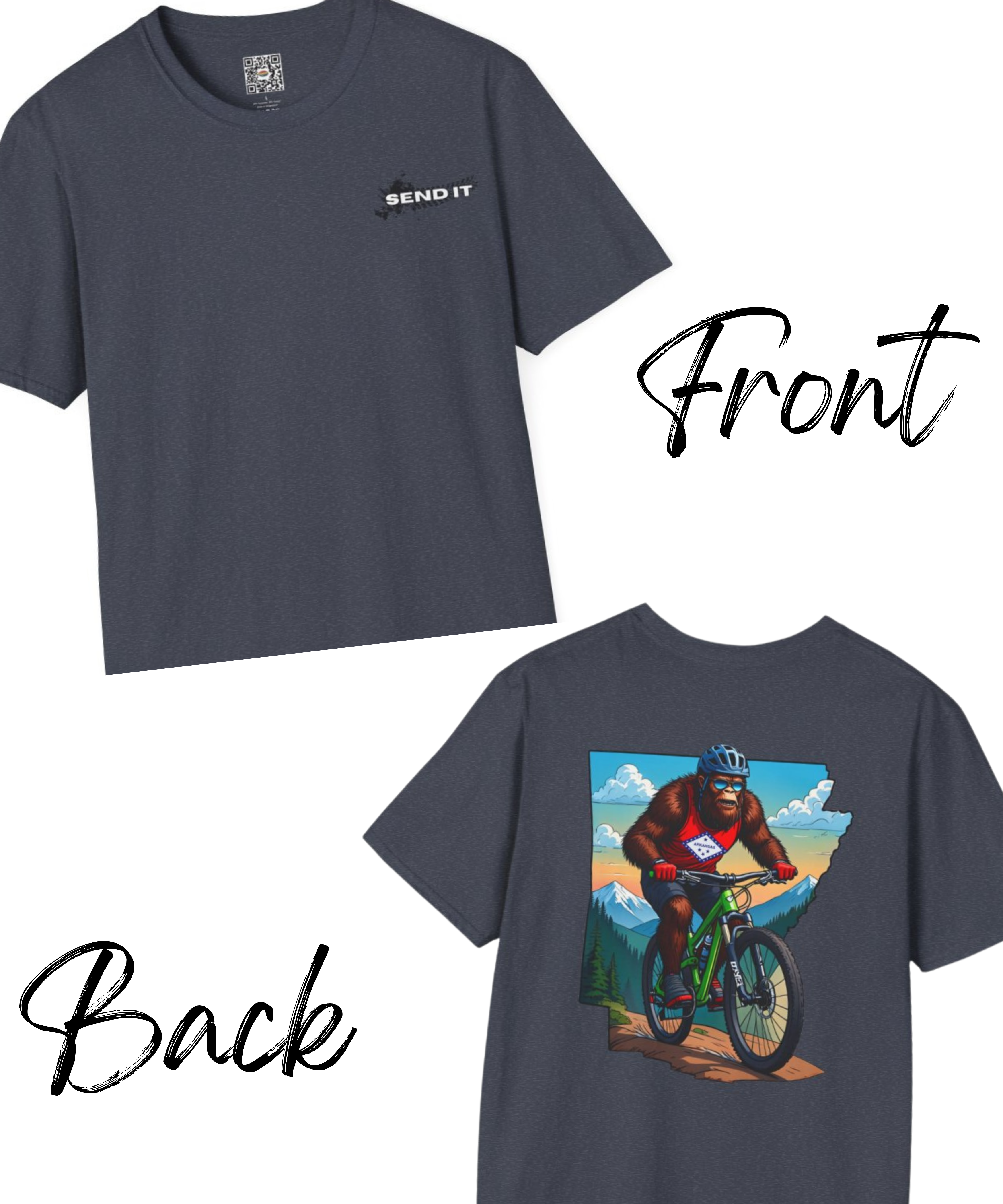 Big Foot Mountain Bike Life Arkansas Short Sleeve Unisex Tee Front &amp; Back product thumbnail image