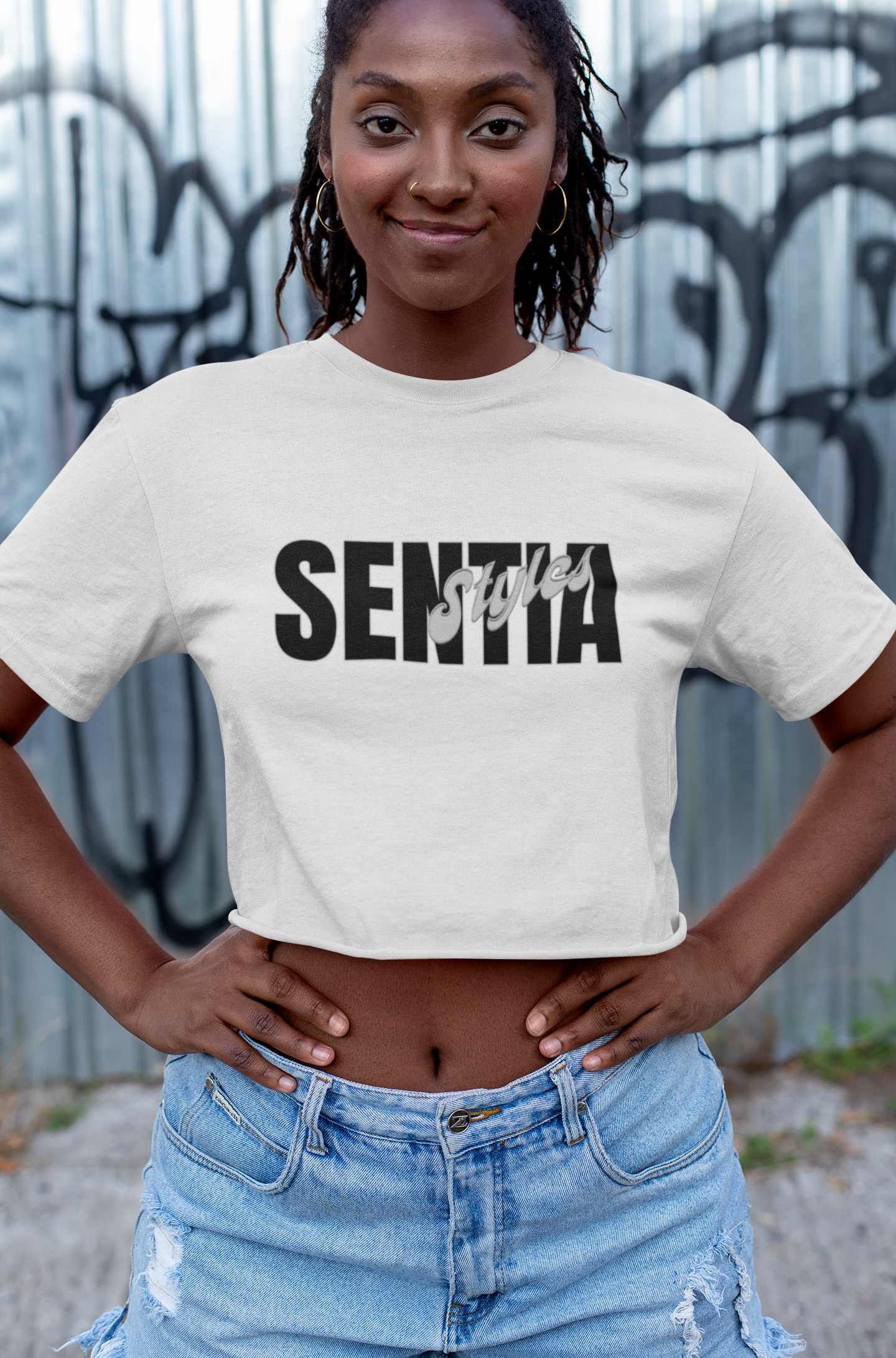 Sentia Styles Women's Flowy Cropped Tee - Comfy Casual Top, Trendy Summer Shirt, Perfect for Everyday Wear, Great Gift Idea, Stylish Lounge Wear product thumbnail image