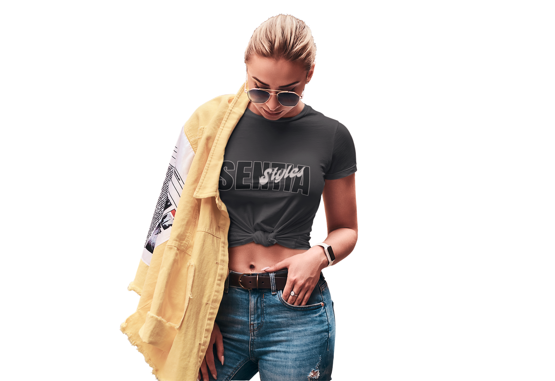 Sentia Styles Women's Flowy Cropped Tee - Comfy Casual Top, Trendy Summer Shirt, Perfect for Everyday Wear, Great Gift Idea, Stylish Lounge Wear product thumbnail image