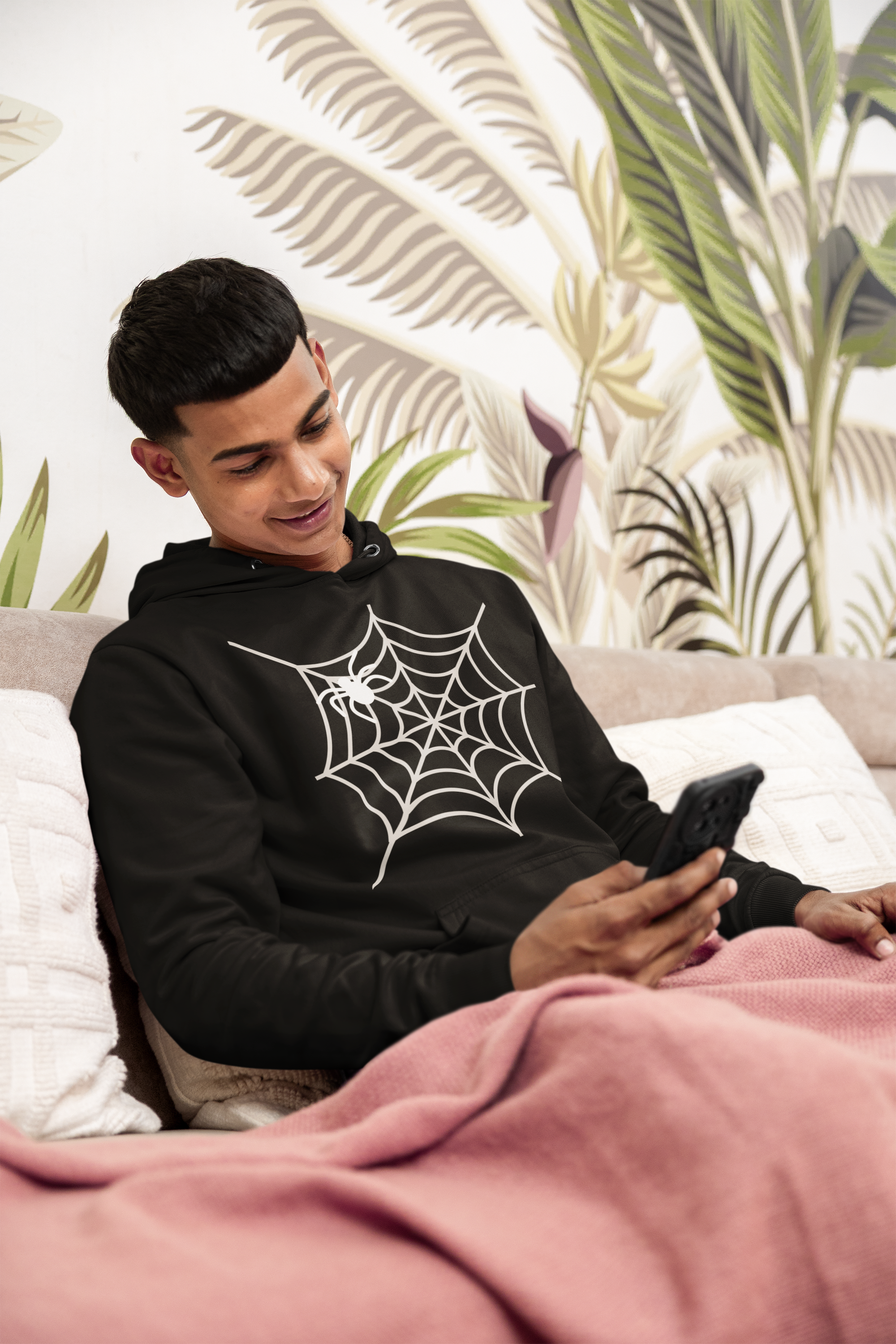 Spooky Spider Web Black Hoodie - Unisex Heavy Blend™, Halloween Apparel, Cozy Sweatshirt, Fall Fashion, Perfect Gift for Occasions Leraze Limited Edition  product thumbnail image