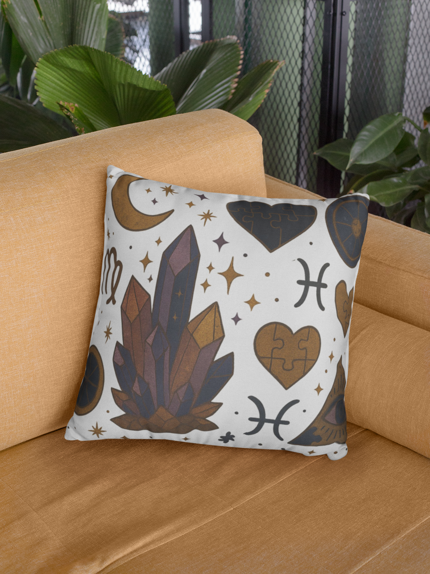 Celestial Vibes Pillowcase, ABA Astrology Decor, Crystal Art Cushions, Horoscope Gifts, Cozy Home Accents