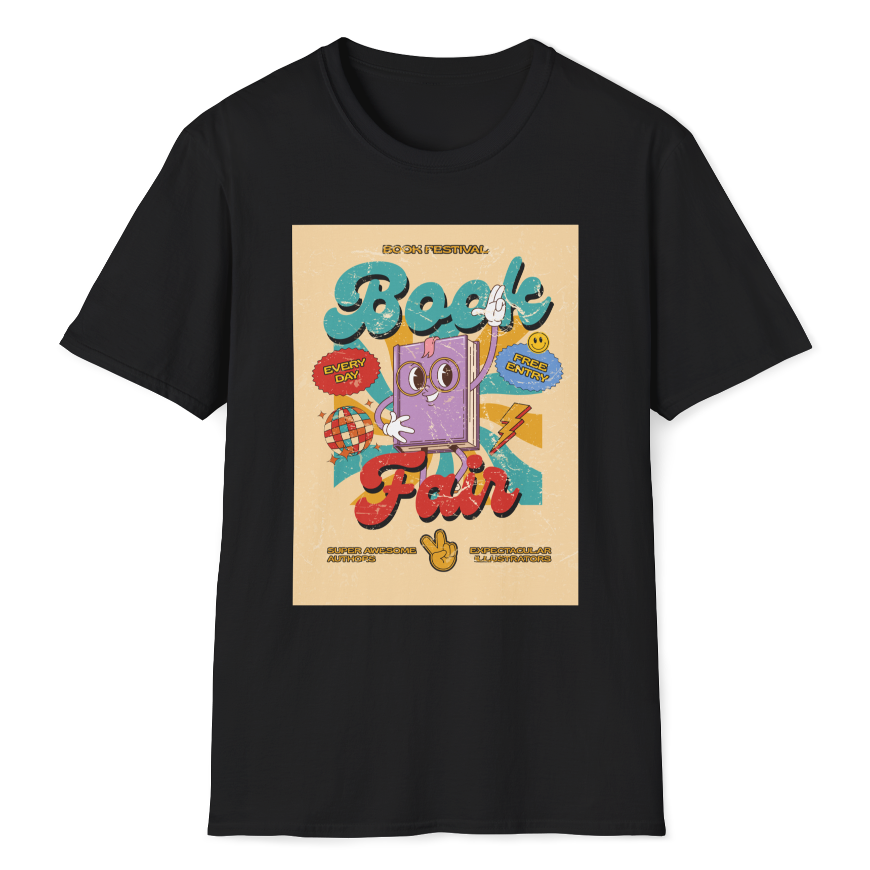 Retro Book Fair Flyer Graphic T-Shirt product thumbnail image Retro Book Fair Flyer Graphic T-Shirt product thumbnail image