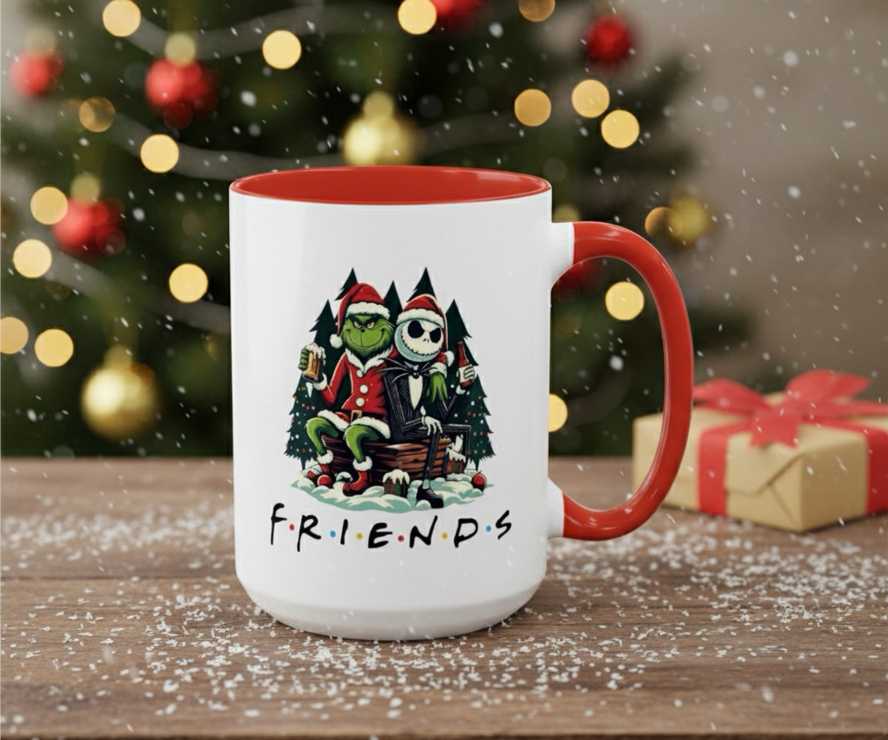 Friends Grinch Jack Skellington Mug Double-Sided Ceramic Coffee Cup Christmas Halloween Gift Funny Holiday Accent Mug | 11oz &amp; 15oz product thumbnail image