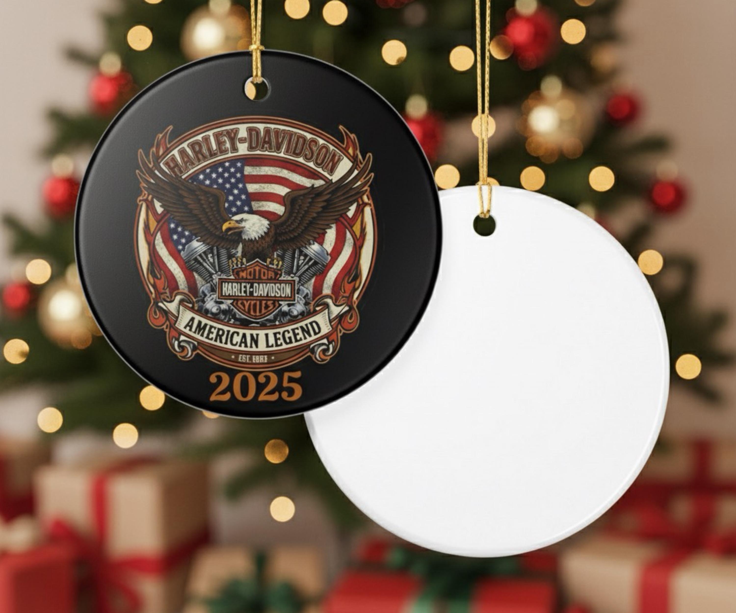 Harley Davidson 2025 Biker Christmas Ornament Ceramic American Legend Motorcycle Gift product thumbnail image
