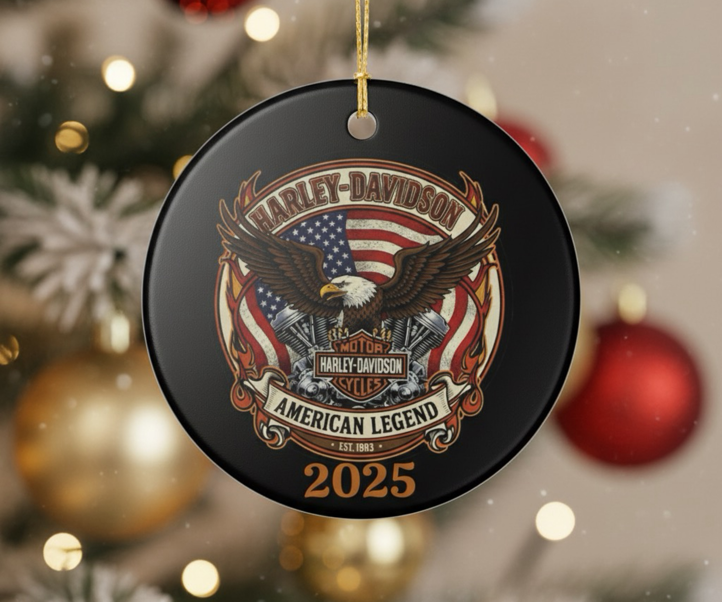 Harley Davidson 2025 Biker Christmas Ornament Ceramic American Legend Motorcycle Gift product thumbnail image