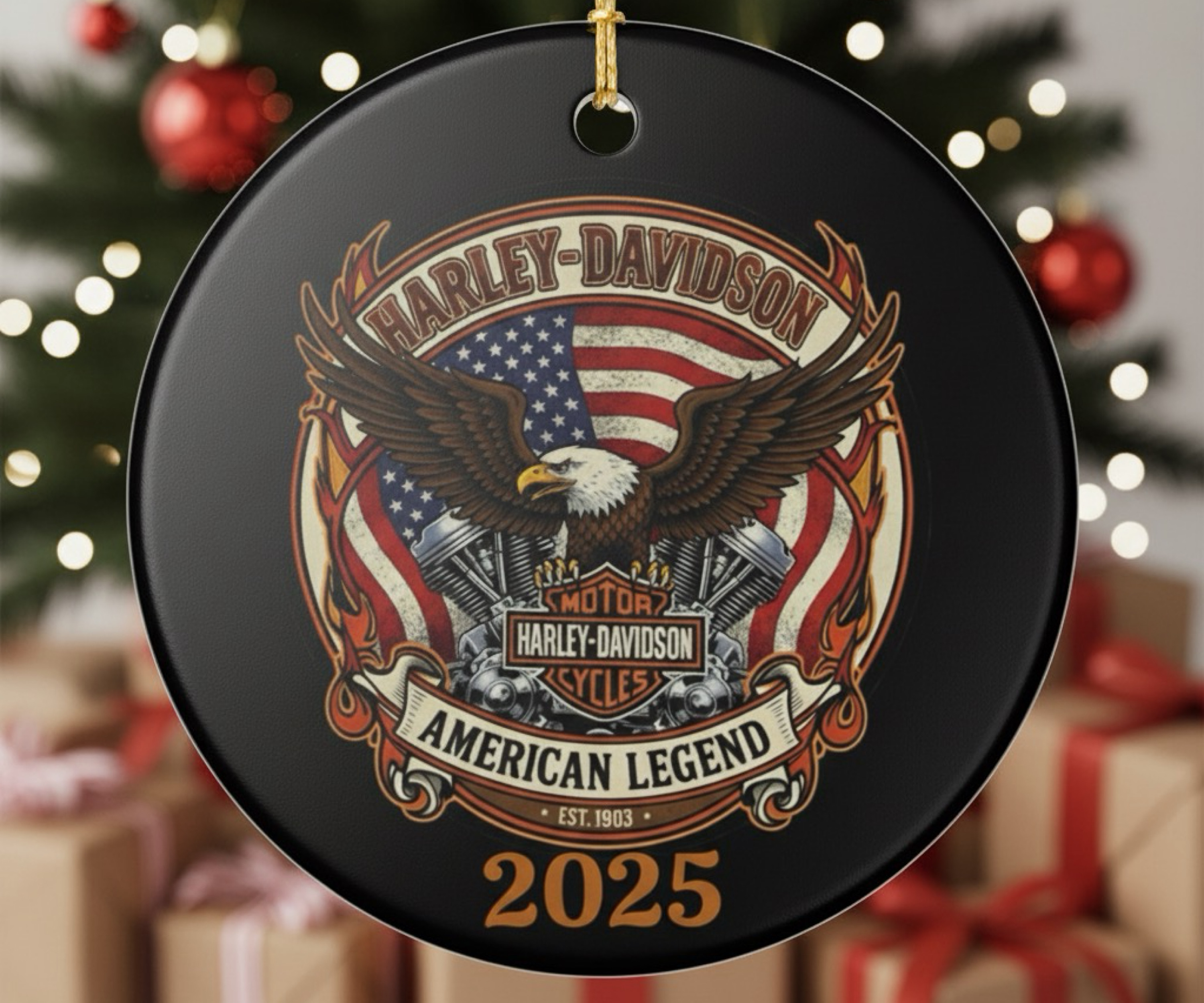 Harley Davidson 2025 Biker Christmas Ornament Ceramic American Legend Motorcycle Gift Harley Davidson 2025 Biker Christmas Ornament Ceramic American Legend Motorcycle Gift
