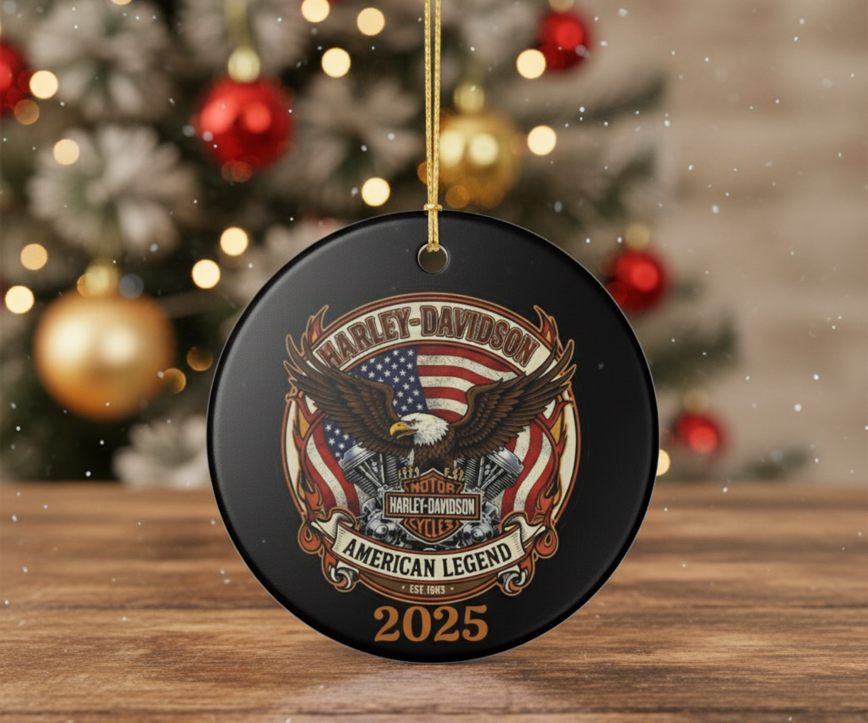Harley Davidson 2025 Biker Christmas Ornament Ceramic American Legend Motorcycle Gift product thumbnail image