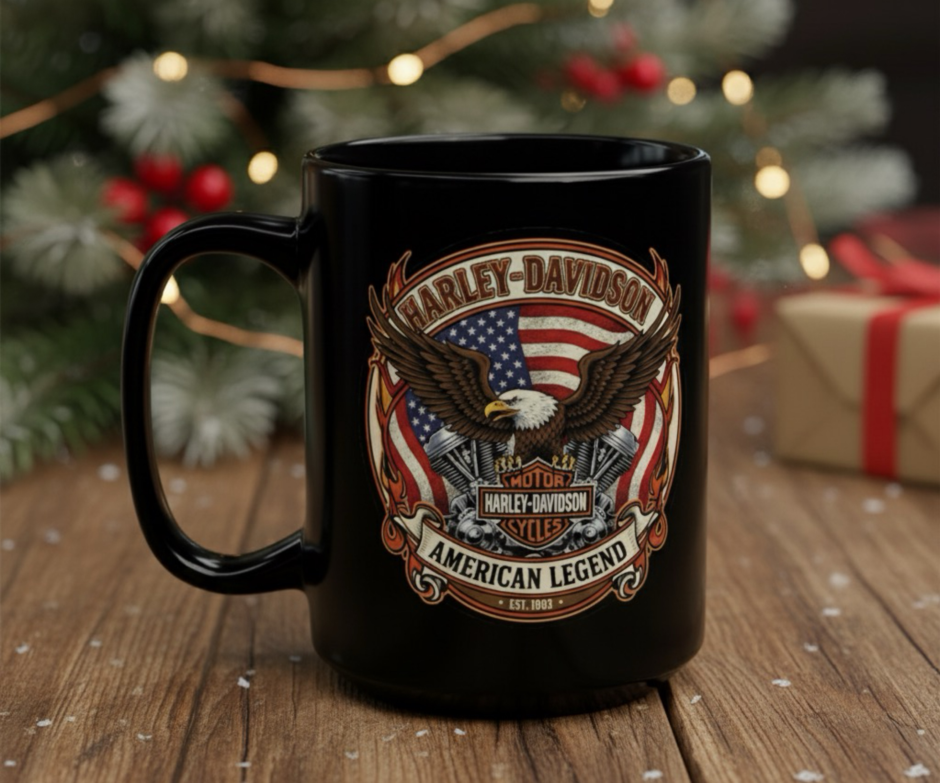 Harley Davidson American Legend Black Mug 15oz Coffee Cup Gift for HD Biker