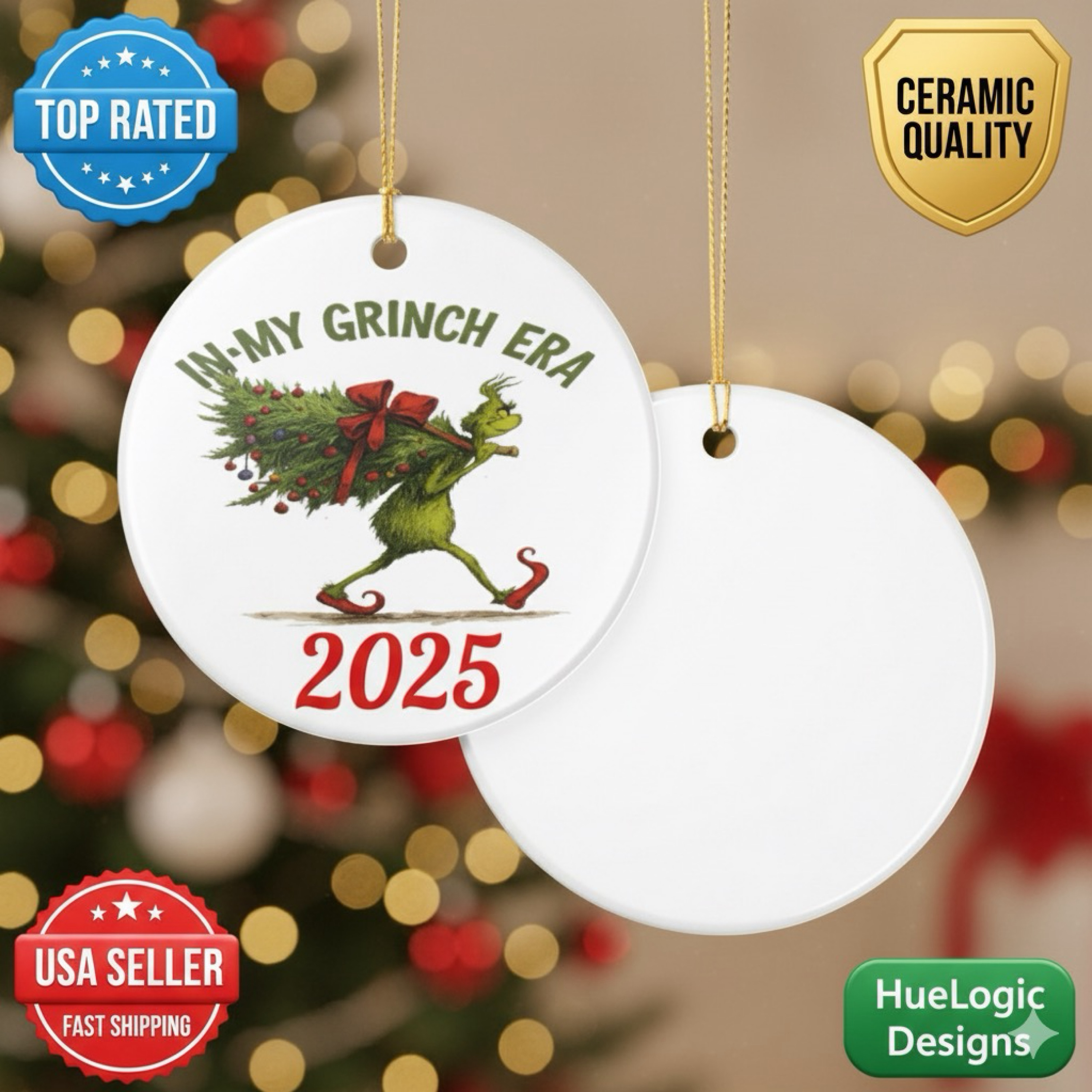 In My Grinch Era 2025 Ceramic Christmas Ornament Holiday Decoration Keepsake product thumbnail image In My Grinch Era 2025 Ceramic Christmas Ornament Holiday Decoration Keepsake product thumbnail image