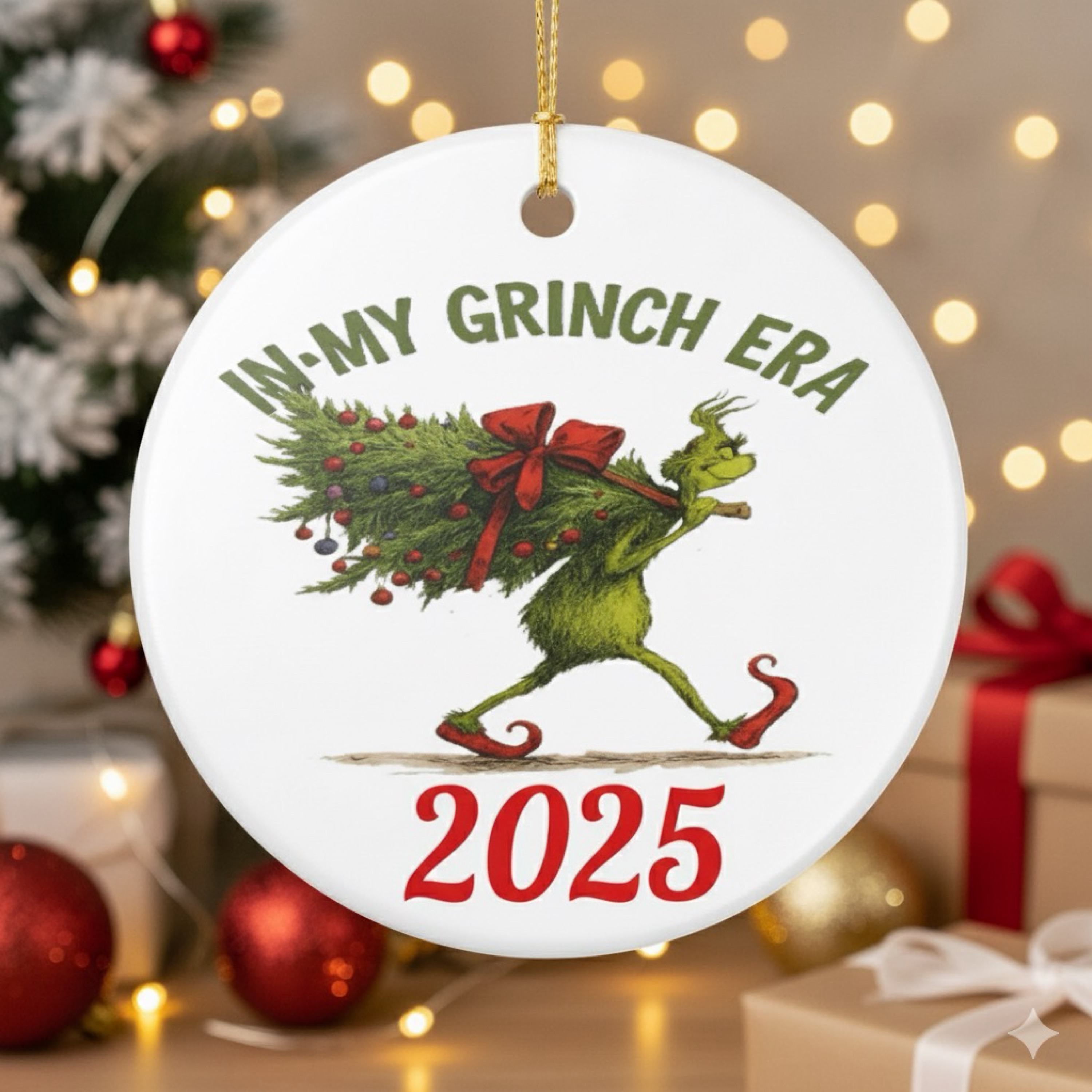 In My Grinch Era 2025 Ceramic Christmas Ornament Holiday Decoration Keepsake product thumbnail image In My Grinch Era 2025 Ceramic Christmas Ornament Holiday Decoration Keepsake product thumbnail image