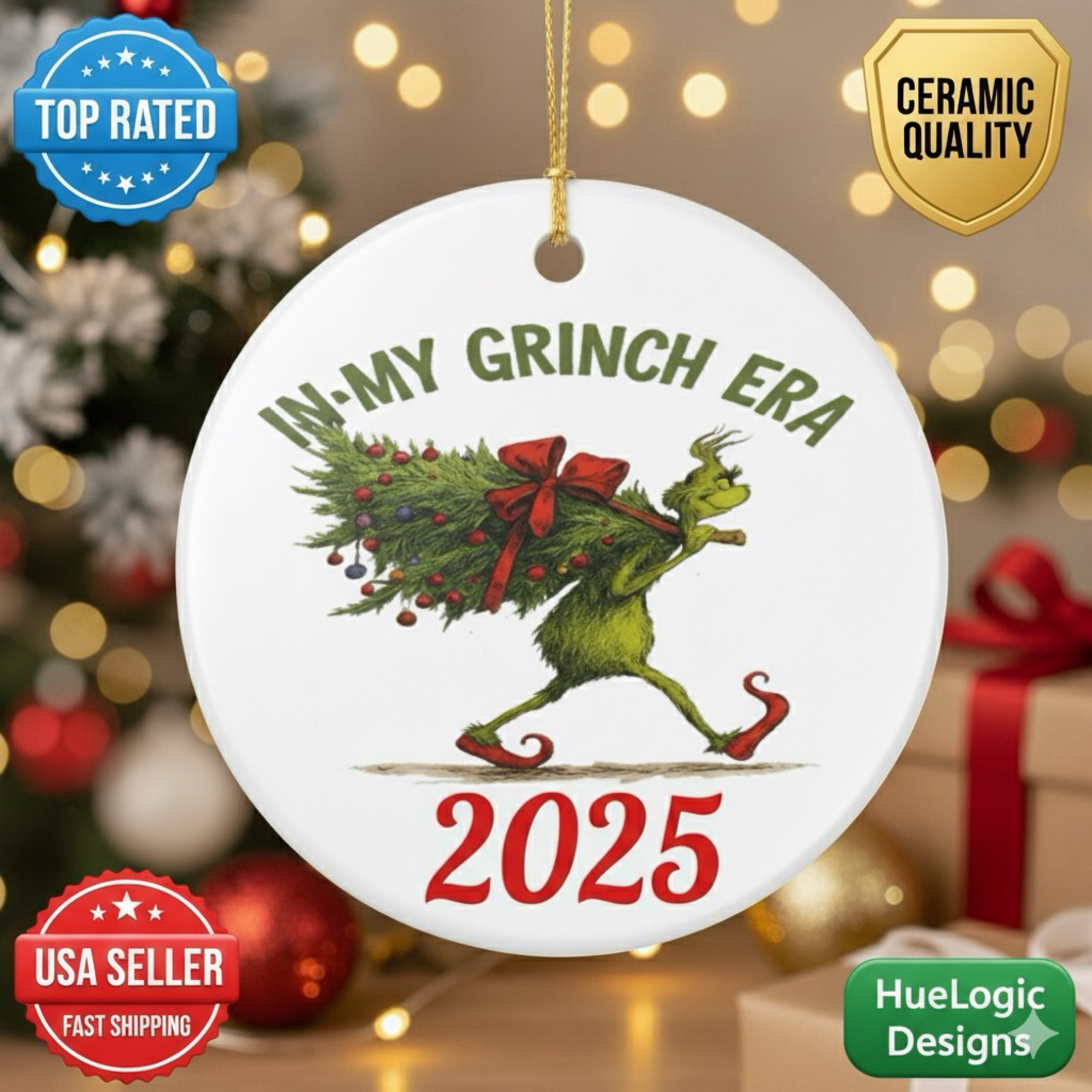 In My Grinch Era 2025 Ceramic Christmas Ornament Holiday Decoration Keepsake product thumbnail image In My Grinch Era 2025 Ceramic Christmas Ornament Holiday Decoration Keepsake product thumbnail image