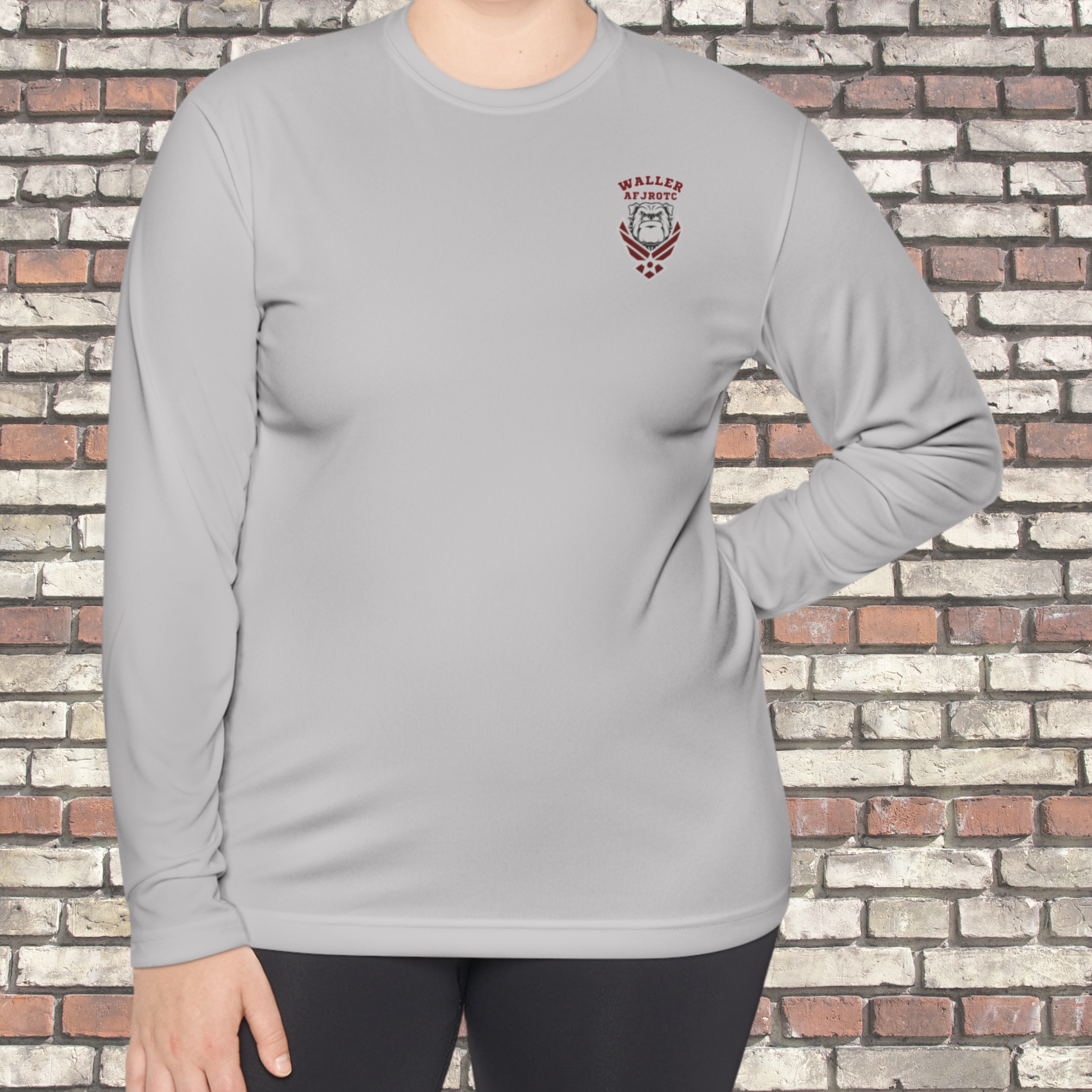 Waller High School AFJROTC Bulldog Air Force Logo Dry Fit Long Sleeve Shirt - Can Be Personalized product thumbnail image