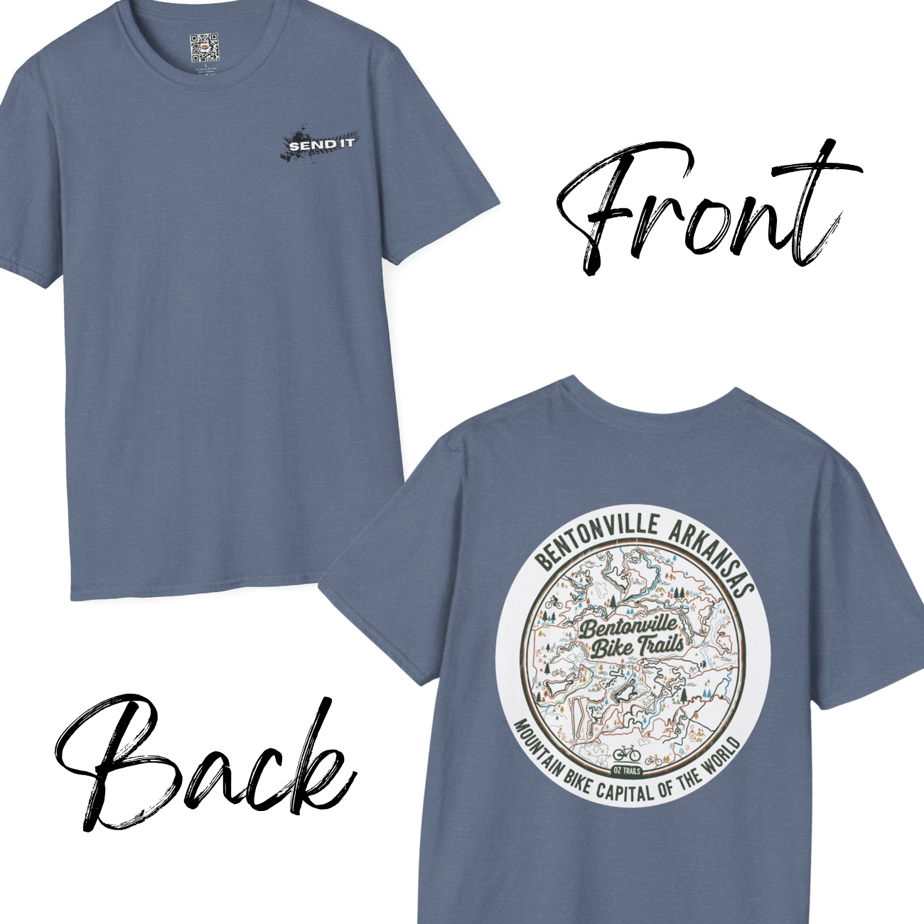 Bentonville Arkansas Mountain Bike Capital of the World Unisex Jersey Tee Front &amp; Back product thumbnail image