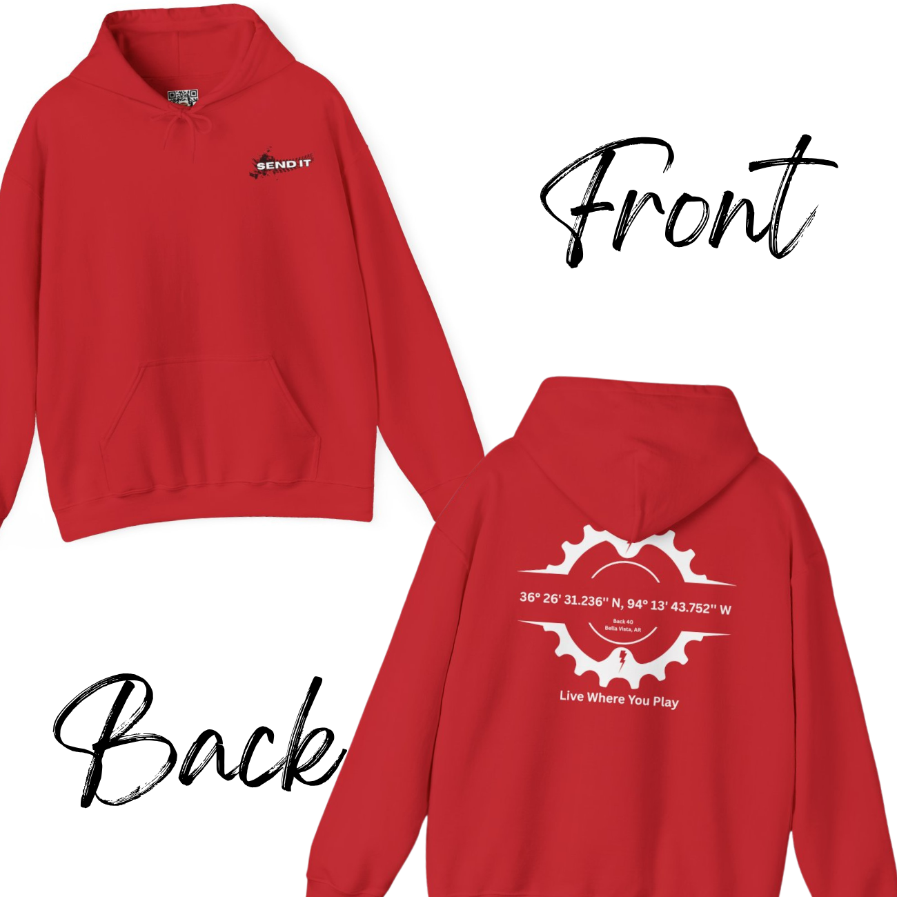 Mountain Bike Life Back 40 Trail Arkansas Unisex Heavy Blend™ Hoodie Front &amp; Back product thumbnail image