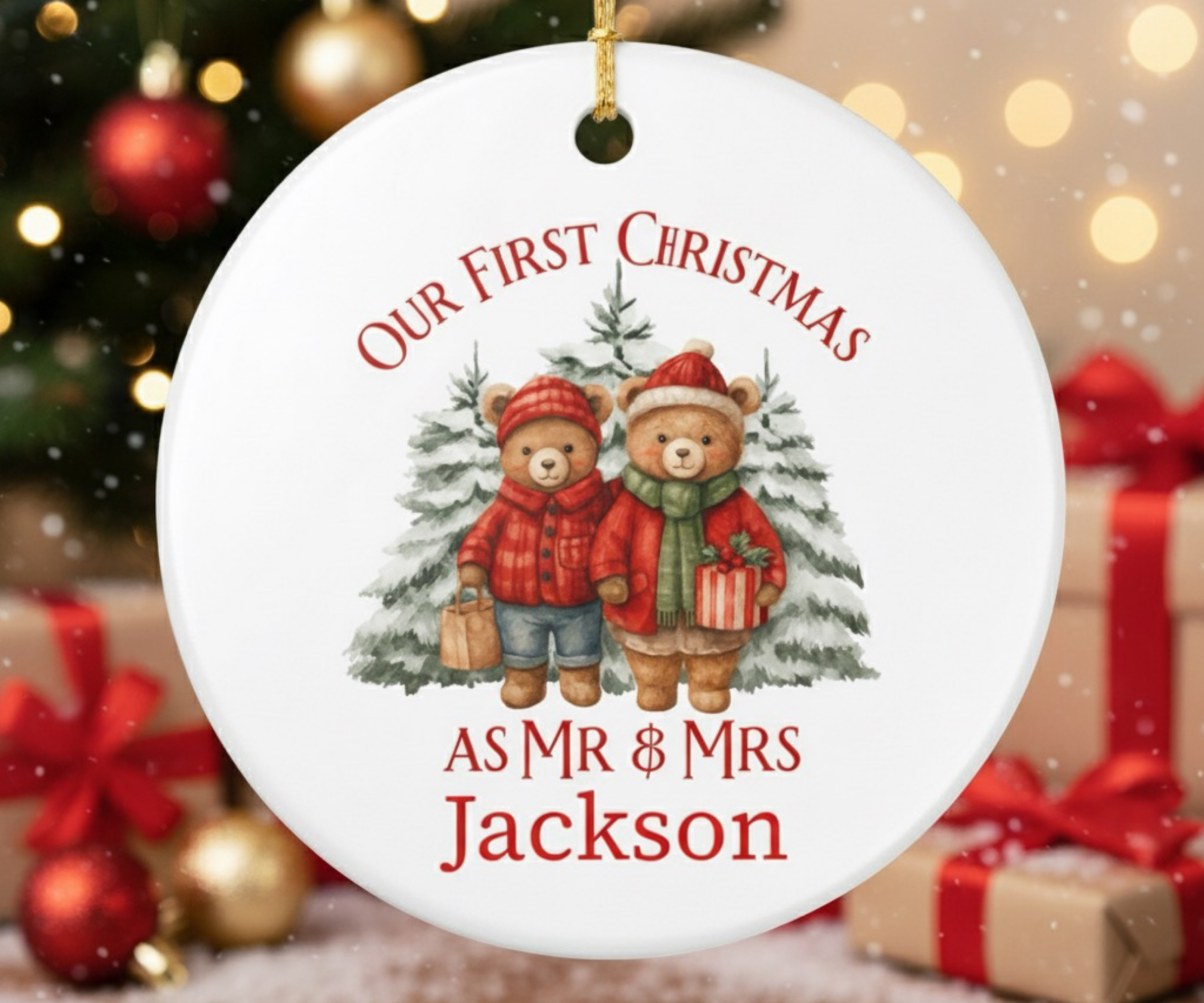 Personalized Our First Christmas as Mr  Mrs Ornament 2025  Custom Newlywed Ceramic Ornament Wedding Gift First Christmas Married Keepsake product thumbnail image