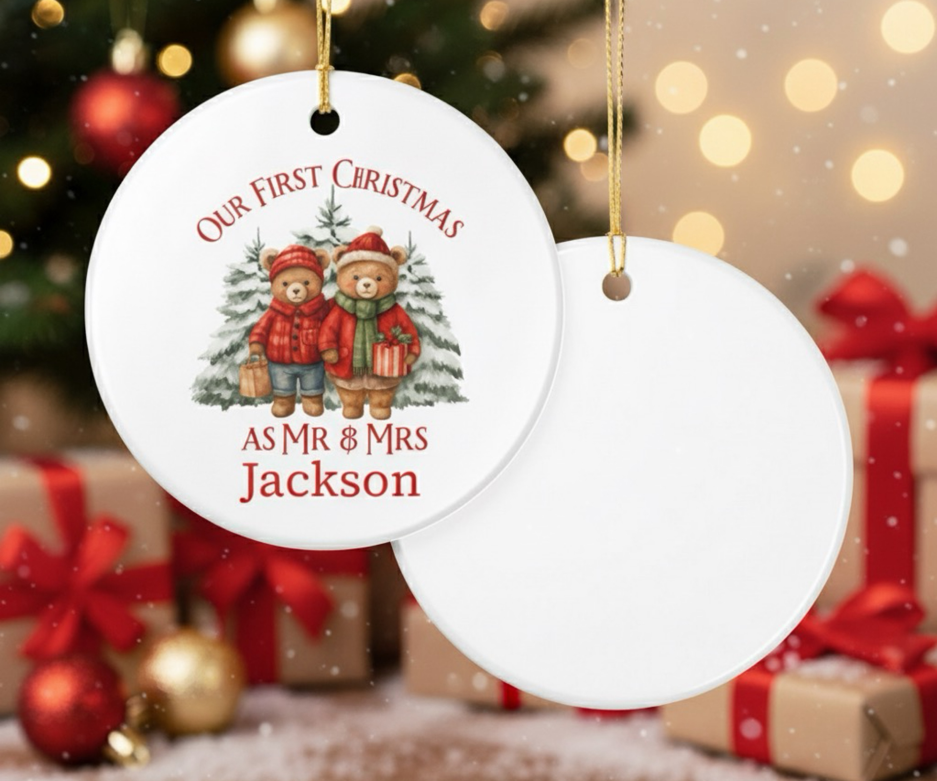 Personalized Our First Christmas as Mr  Mrs Ornament 2025  Custom Newlywed Ceramic Ornament Wedding Gift First Christmas Married Keepsake product thumbnail image