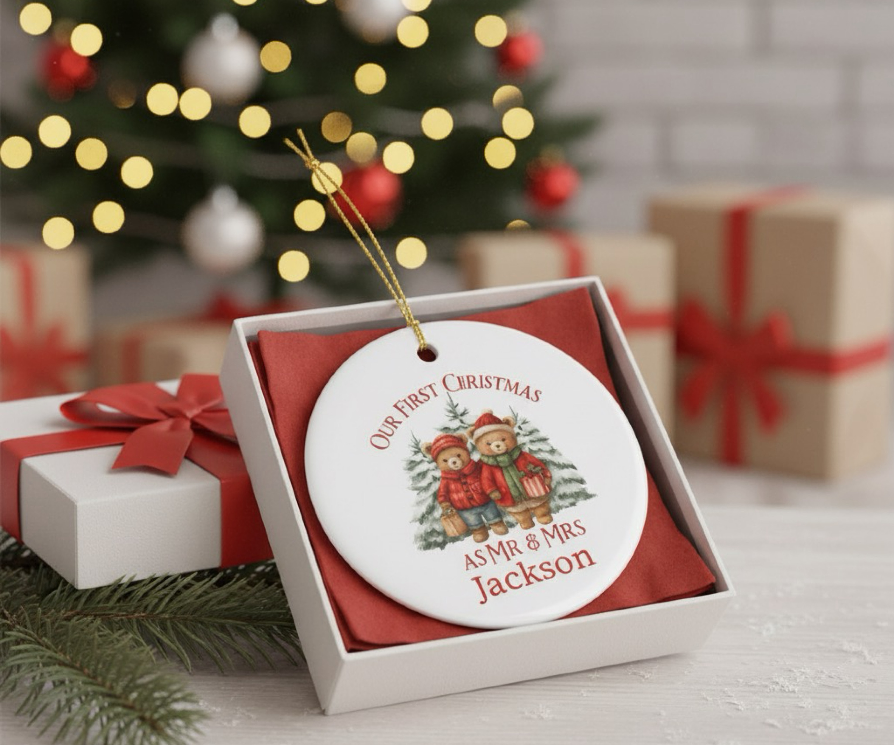 Personalized Our First Christmas as Mr  Mrs Ornament 2025  Custom Newlywed Ceramic Ornament Wedding Gift First Christmas Married Keepsake product thumbnail image