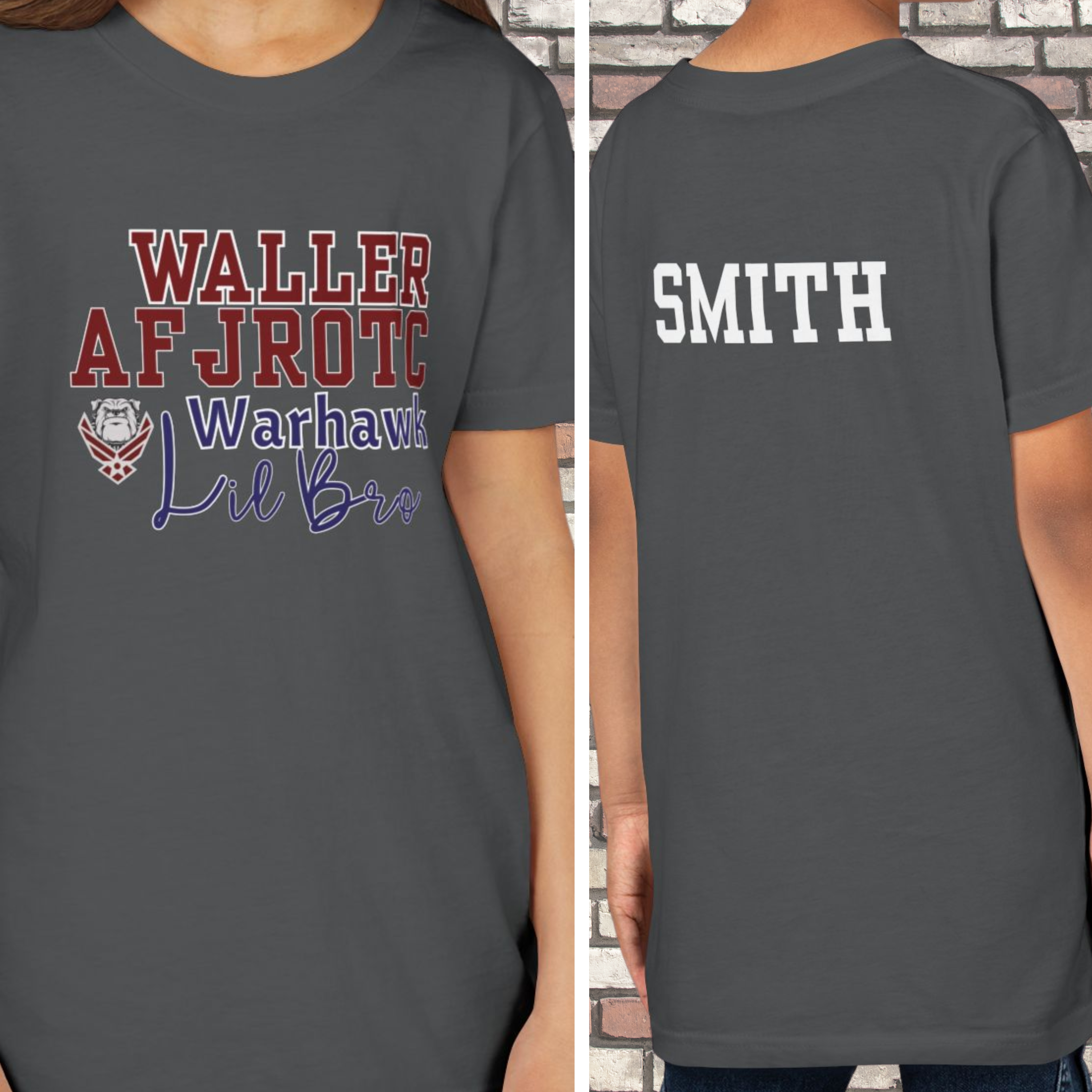 Customized Waller AFJROTC Lil Sibling Design Youth Short Sleeve Tee - Kid Sizes product thumbnail image Customized Waller AFJROTC Lil Sibling Design Youth Short Sleeve Tee - Kid Sizes product thumbnail image