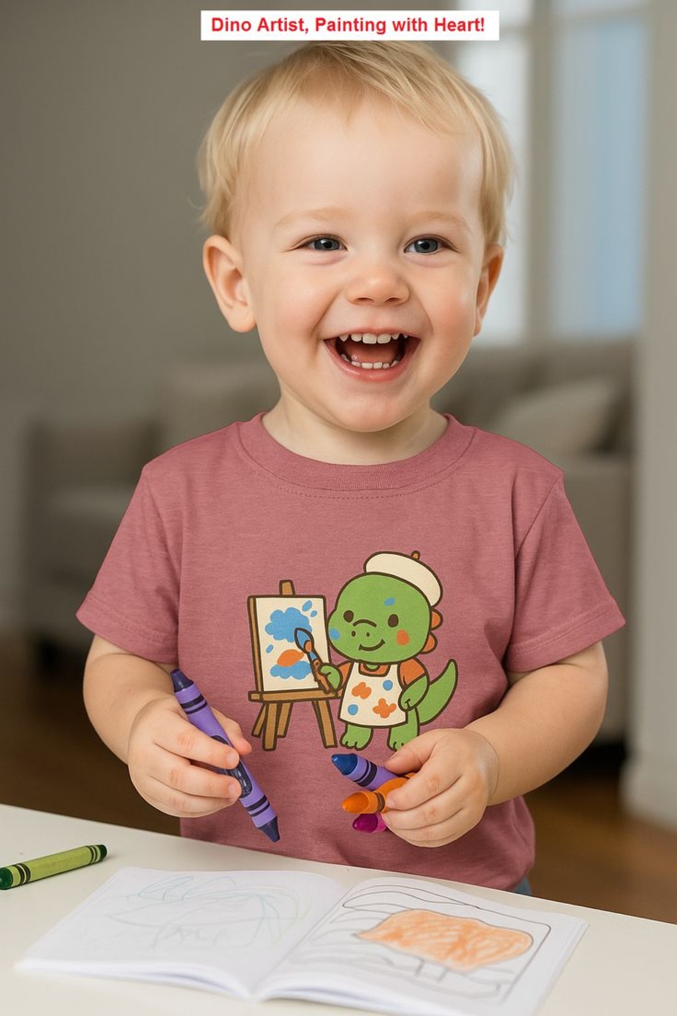 Cute Dino Painting Shirt, product thumbnail image Cute Dino Painting Shirt, product thumbnail image