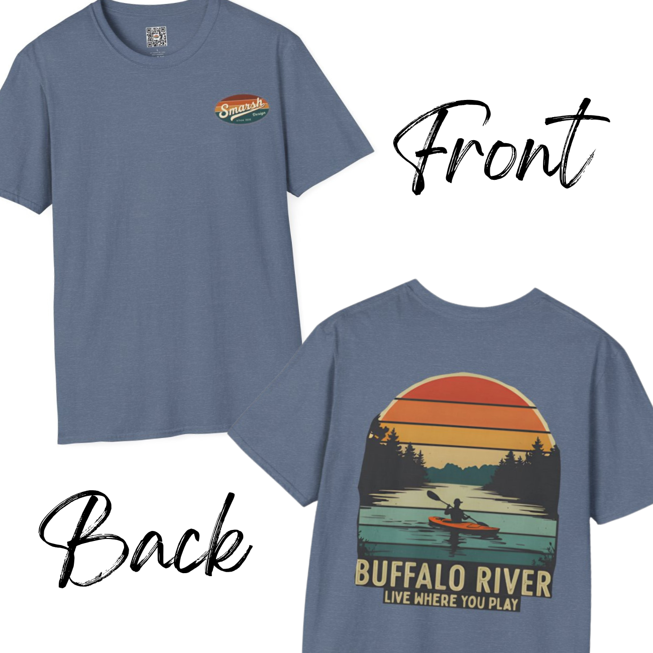 Float the Buffalo River Arkansas Unisex Jersey Tee Front &amp; Back