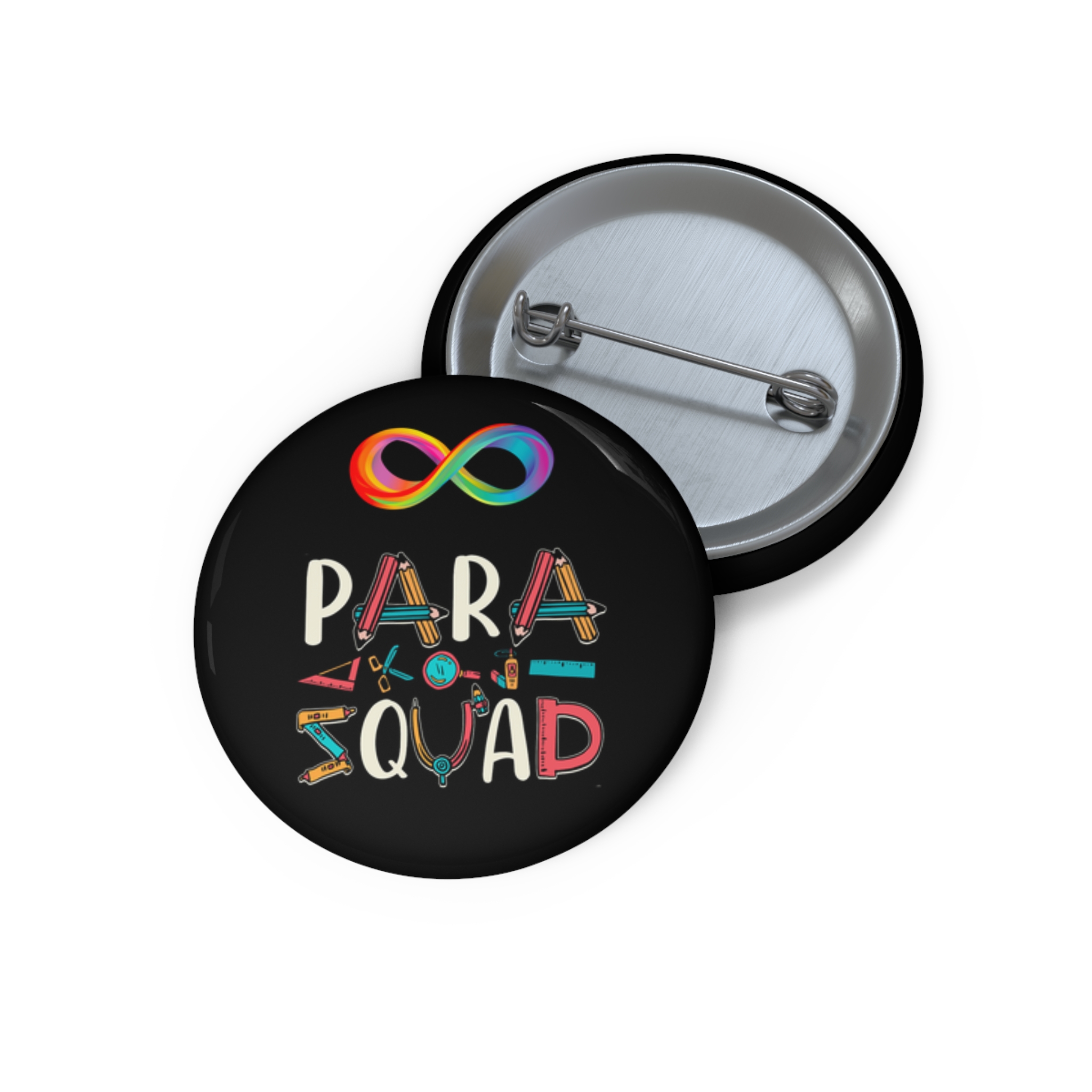 Custom Para Professional Pin Buttons, Rainbow Infinity Design, Gift for Teachers, Fun Accessories, Badge for Events, Creative Flair product thumbnail image