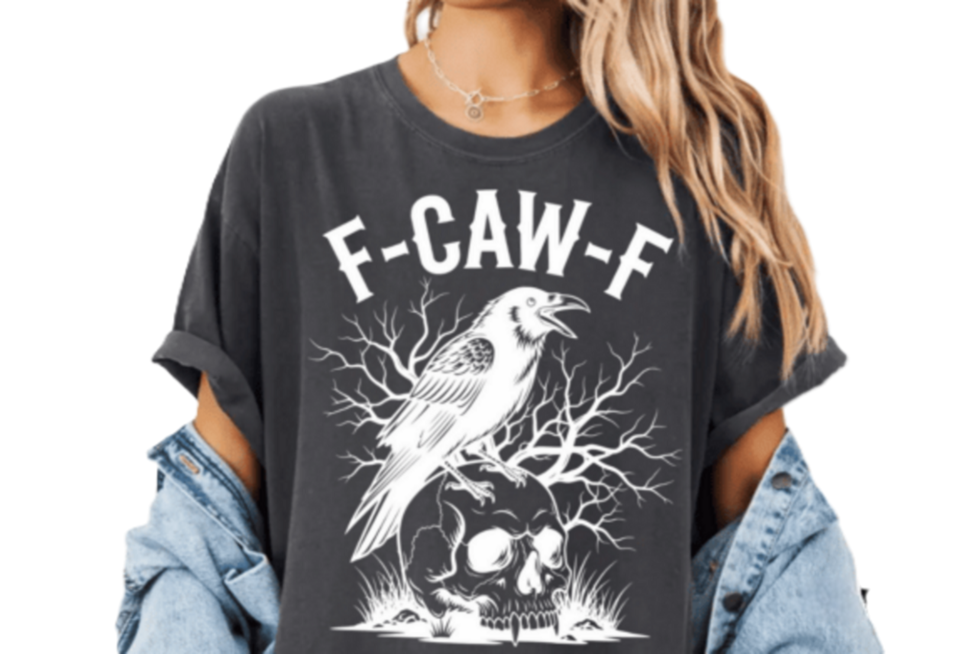Edgy Crow Graphic Unisex T-Shirt | F-CAW-F | Halloween, Casual Wear, Unique Style, Trendy Apparel