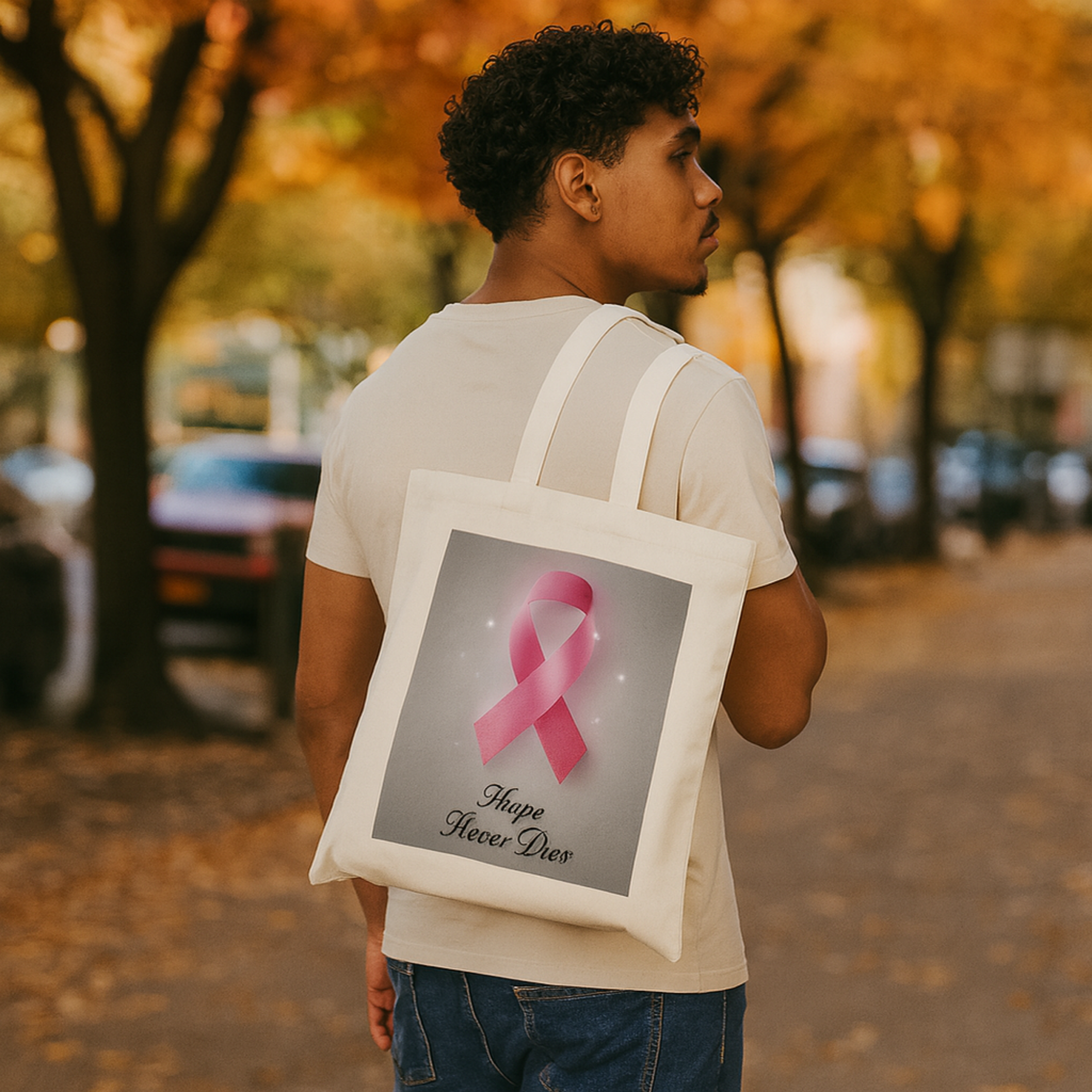 Hope Ribbon Tote Bag Breast Cancer Awareness Gift | Hope Never Dies Pink Ribbon Cotton Canvas Bag | Support Survivor Charity or Walk Tote product thumbnail image Hope Ribbon Tote Bag Breast Cancer Awareness Gift | Hope Never Dies Pink Ribbon Cotton Canvas Bag | Support Survivor Charity or Walk Tote product thumbnail image