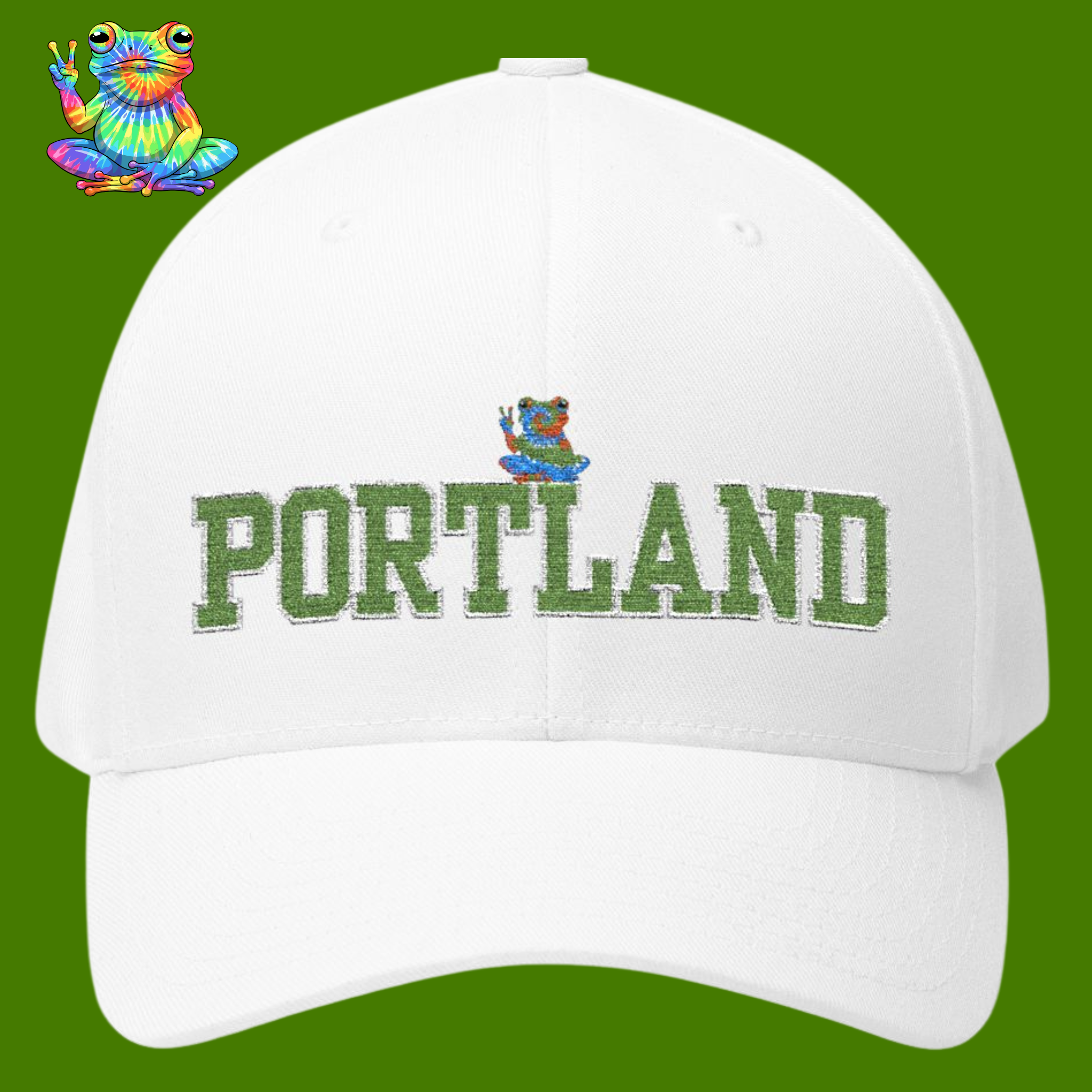 Portland Frog, Custom Embroidered Hat. product thumbnail image Portland Frog, Custom Embroidered Hat. product thumbnail image