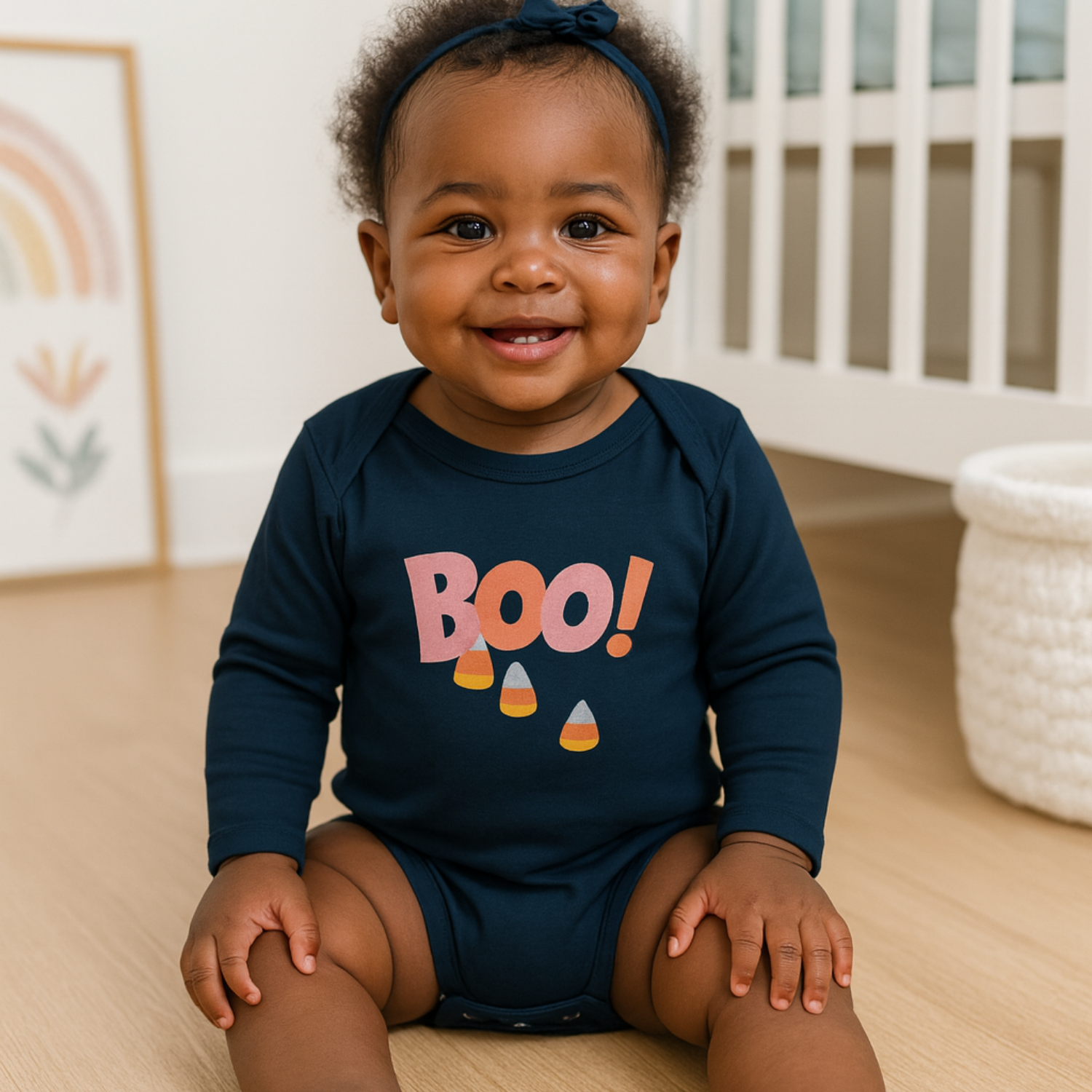 Boo! Halloween Infant Bodysuit, Long Sleeve Baby Shirt, Unisex Costume, Cute Fall Outfit, Personalized Gift for Newborns product thumbnail image