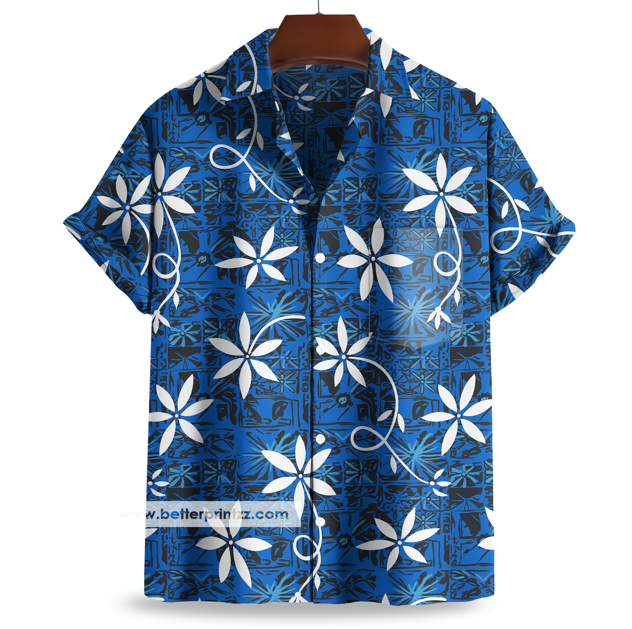 Blue Elvis Presley Hawaiian Shirt Replica Tiare Tapa Shirt Vintage Design from the 'Blue Hawaii' Movie, Elvis Costume Cosplay Halloween
