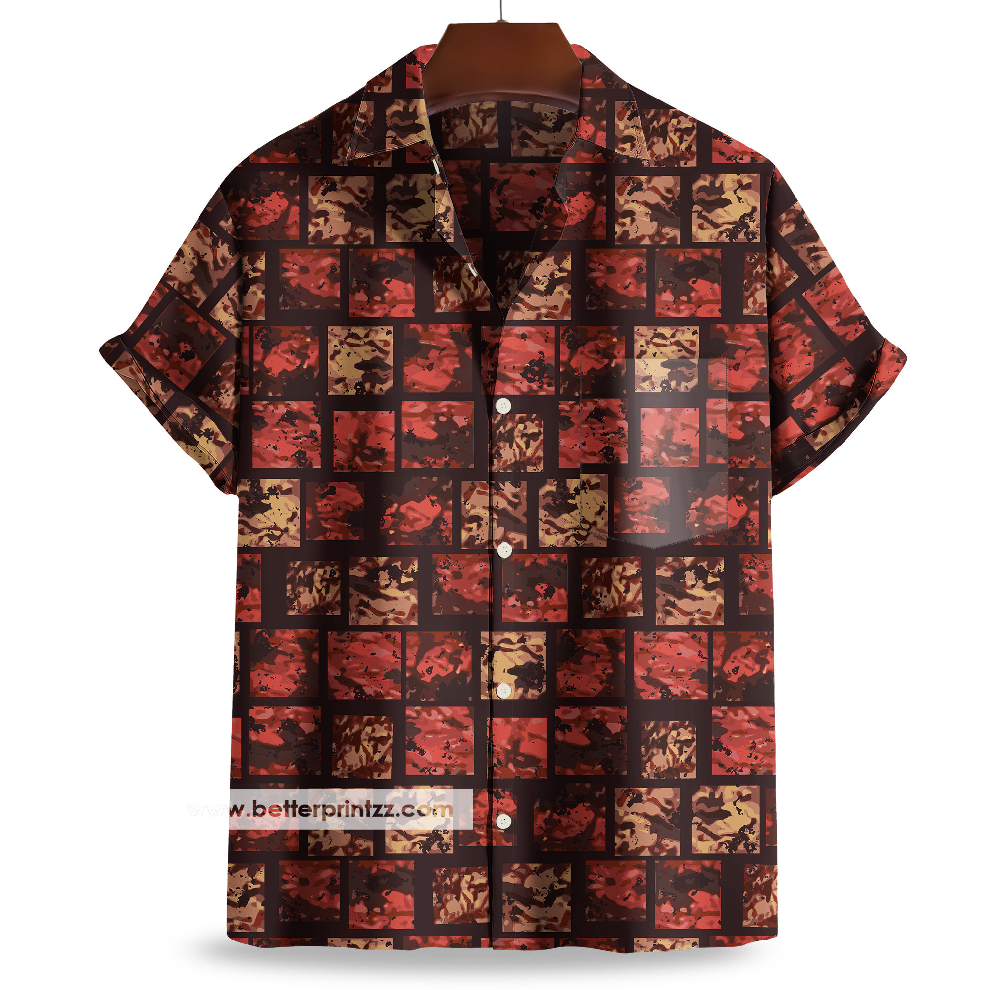 Elvis Presley Hawaiian Shirt Replica from the 'Blue Hawaii' Movie, Gold Red Geometric Hawaiian Shirt, Halloween Elvis Costume Cosplay