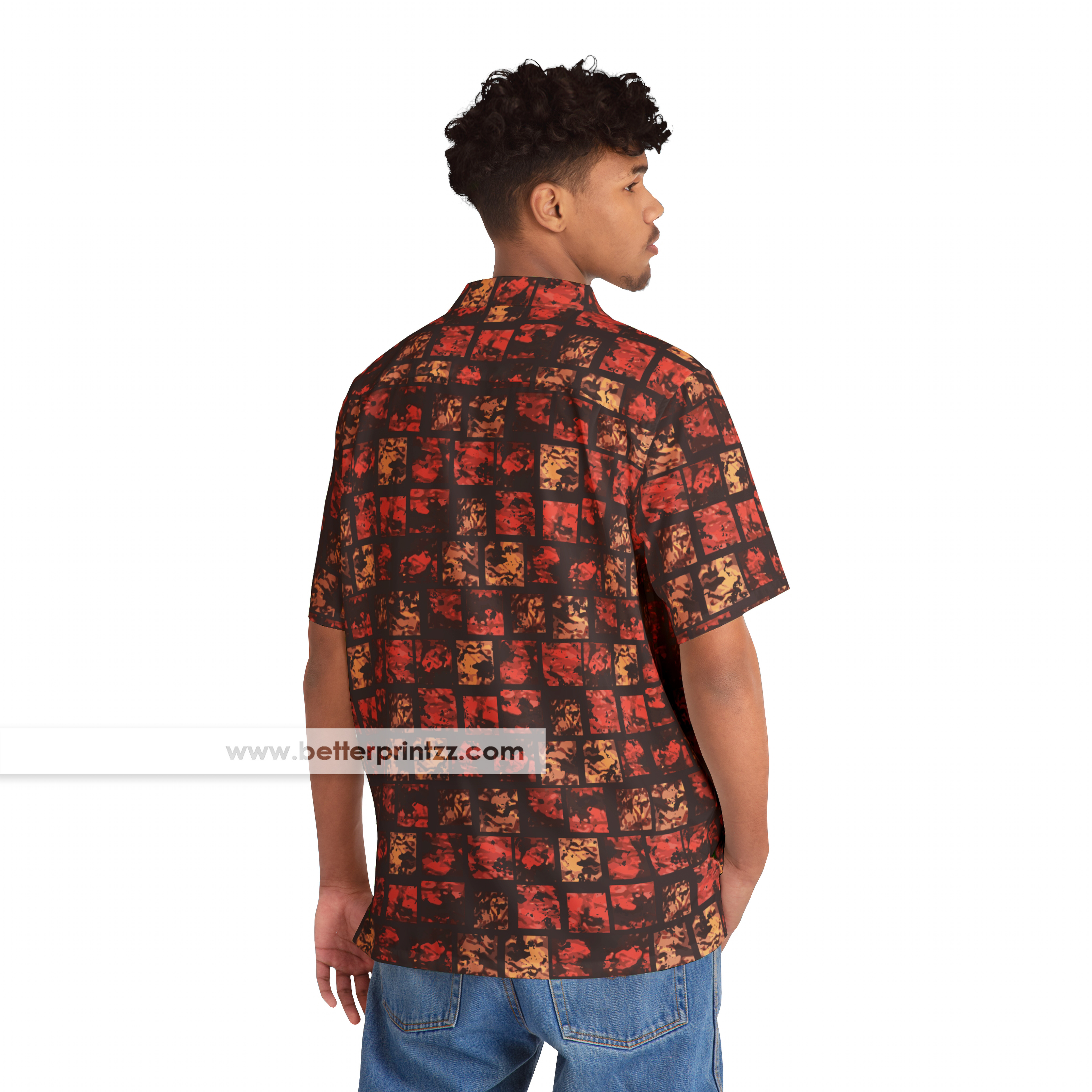 Elvis Presley Hawaiian Shirt Replica from the 'Blue Hawaii' Movie, Gold Red Geometric Hawaiian Shirt, Halloween Elvis Costume Cosplay product thumbnail image Elvis Presley Hawaiian Shirt Replica from the 'Blue Hawaii' Movie, Gold Red Geometric Hawaiian Shirt, Halloween Elvis Costume Cosplay product thumbnail image