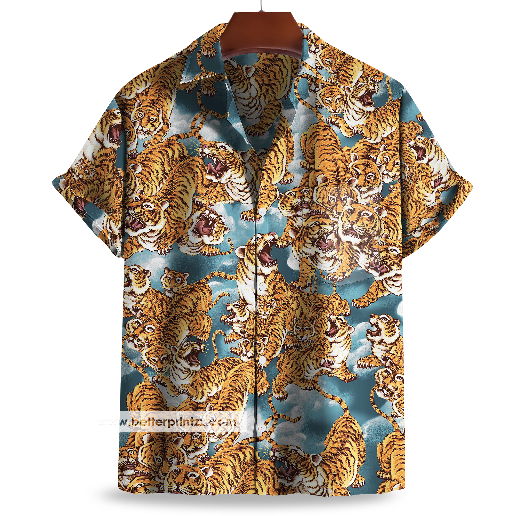 12 Monkeys Movie Prop Hawaiian Shirt Replica, One Hundred Tigers Hawaiian Shirt, Bruce Willis Costume, 90s Movie Cosplay Costume