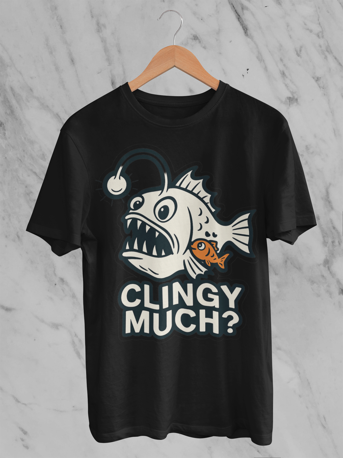 Clingy Much? Fish Graphic Unisex Softstyle T-Shirt, Funny Tee, Gift for Fish Lovers, Birthday Present, Casual Wear product thumbnail image Clingy Much? Fish Graphic Unisex Softstyle T-Shirt, Funny Tee, Gift for Fish Lovers, Birthday Present, Casual Wear product thumbnail image
