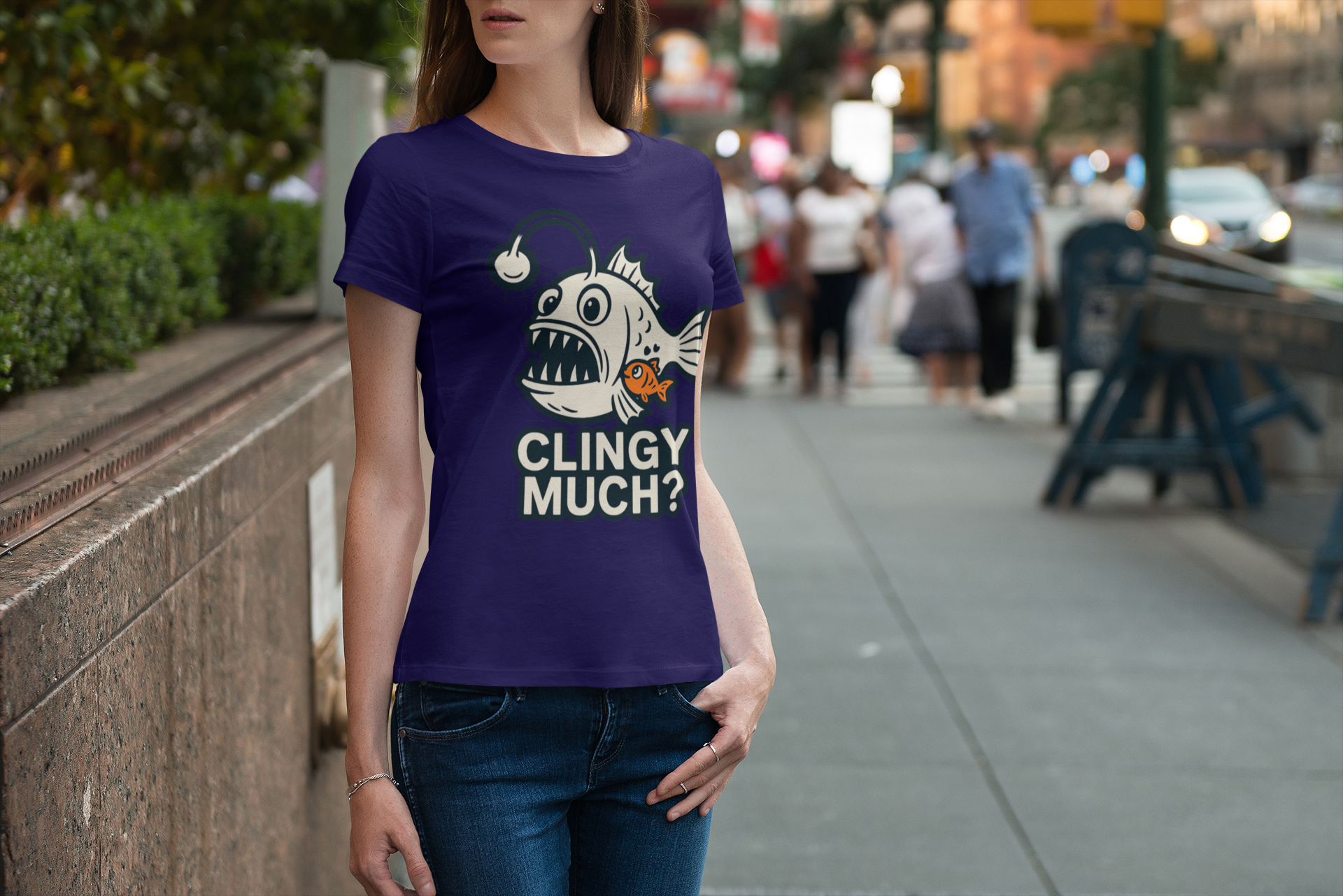 Clingy Much? Fish Graphic Unisex Softstyle T-Shirt, Funny Tee, Gift for Fish Lovers, Birthday Present, Casual Wear product thumbnail image