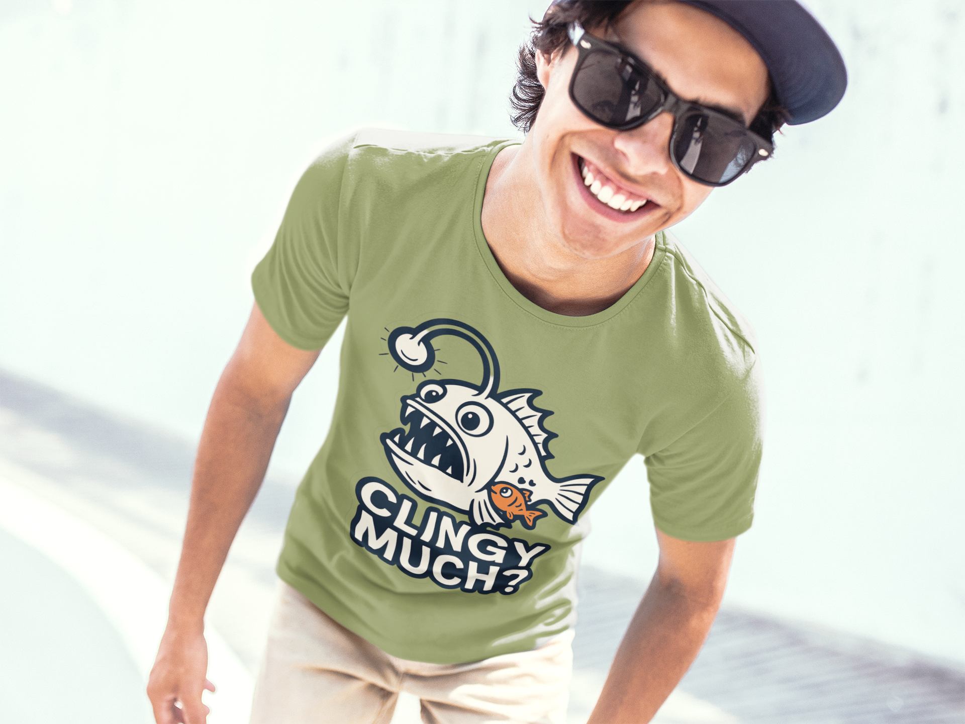 Clingy Much? Fish Graphic Unisex Softstyle T-Shirt, Funny Tee, Gift for Fish Lovers, Birthday Present, Casual Wear product thumbnail image