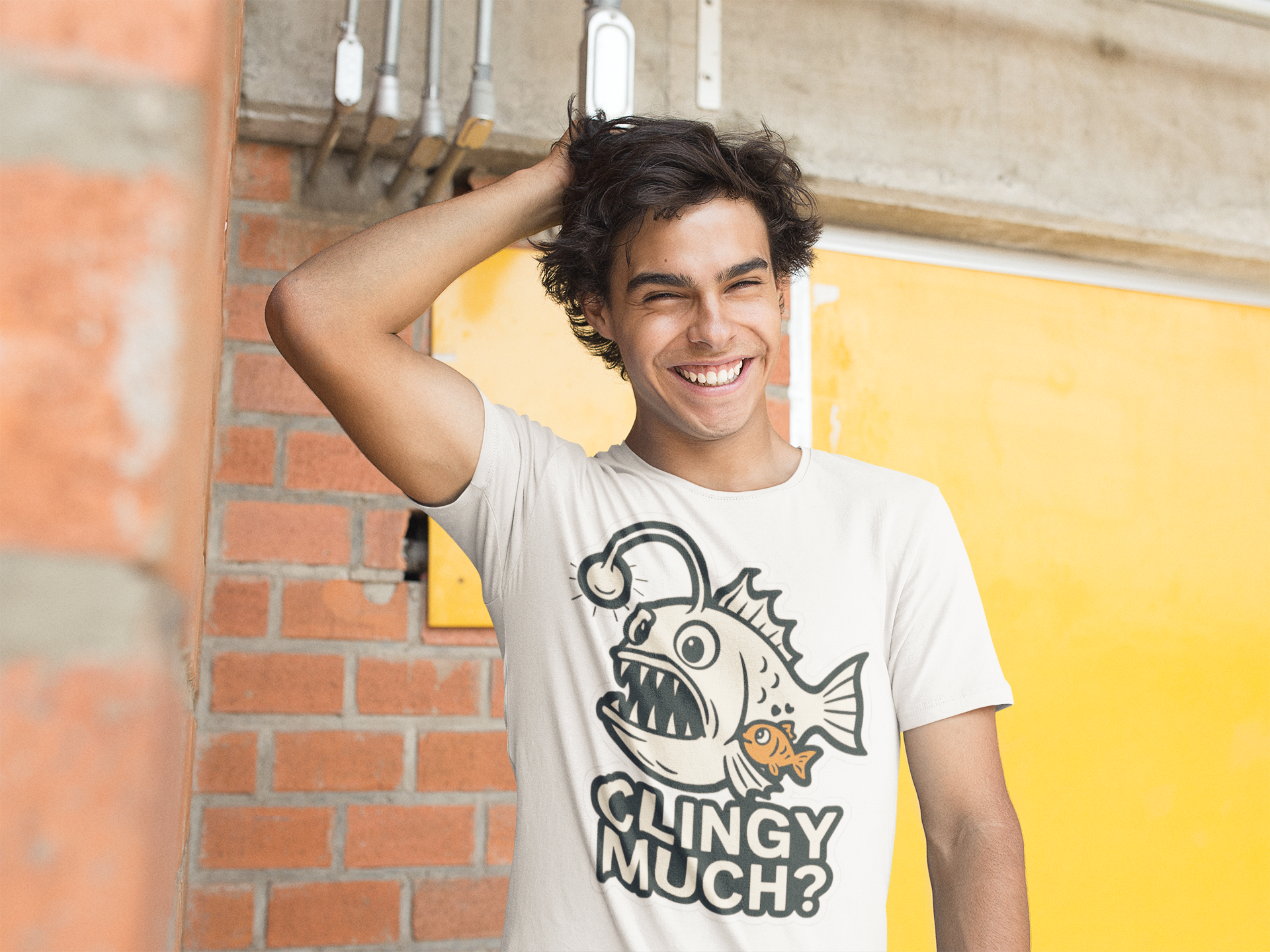 Clingy Much? Fish Graphic Unisex Softstyle T-Shirt, Funny Tee, Gift for Fish Lovers, Birthday Present, Casual Wear product thumbnail image Clingy Much? Fish Graphic Unisex Softstyle T-Shirt, Funny Tee, Gift for Fish Lovers, Birthday Present, Casual Wear product thumbnail image