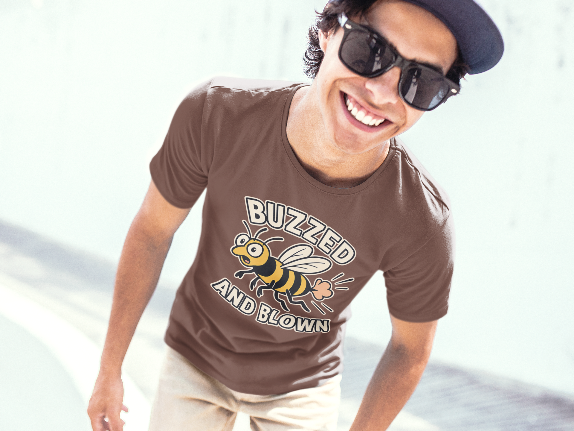 Buzzed and Blown Unisex T-Shirt, Funny Bee Tee, Gift for Nature Lovers, Casual Wear, Eco-Friendly Apparel product thumbnail image