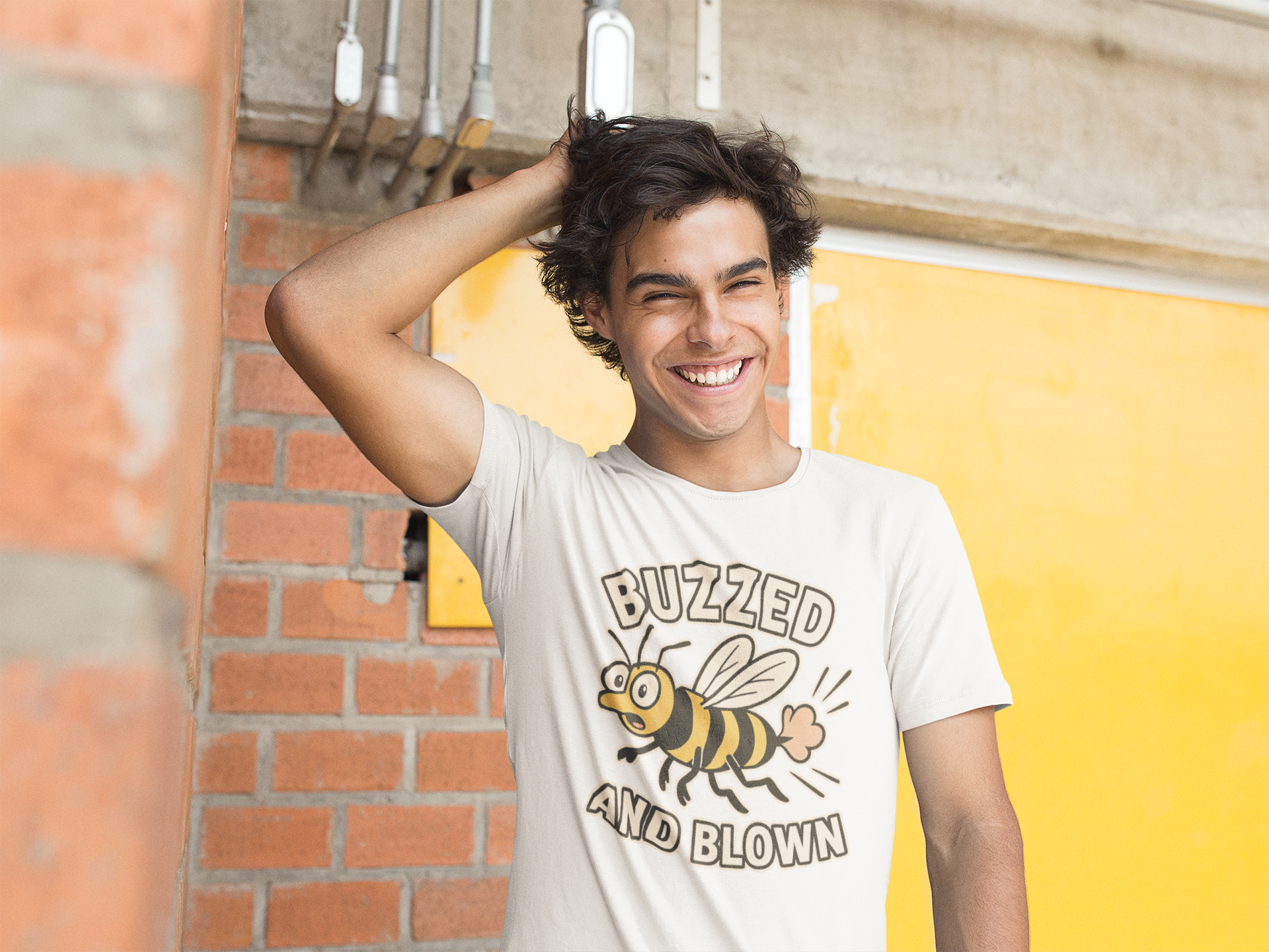 Buzzed and Blown Unisex T-Shirt, Funny Bee Tee, Gift for Nature Lovers, Casual Wear, Eco-Friendly Apparel product thumbnail image