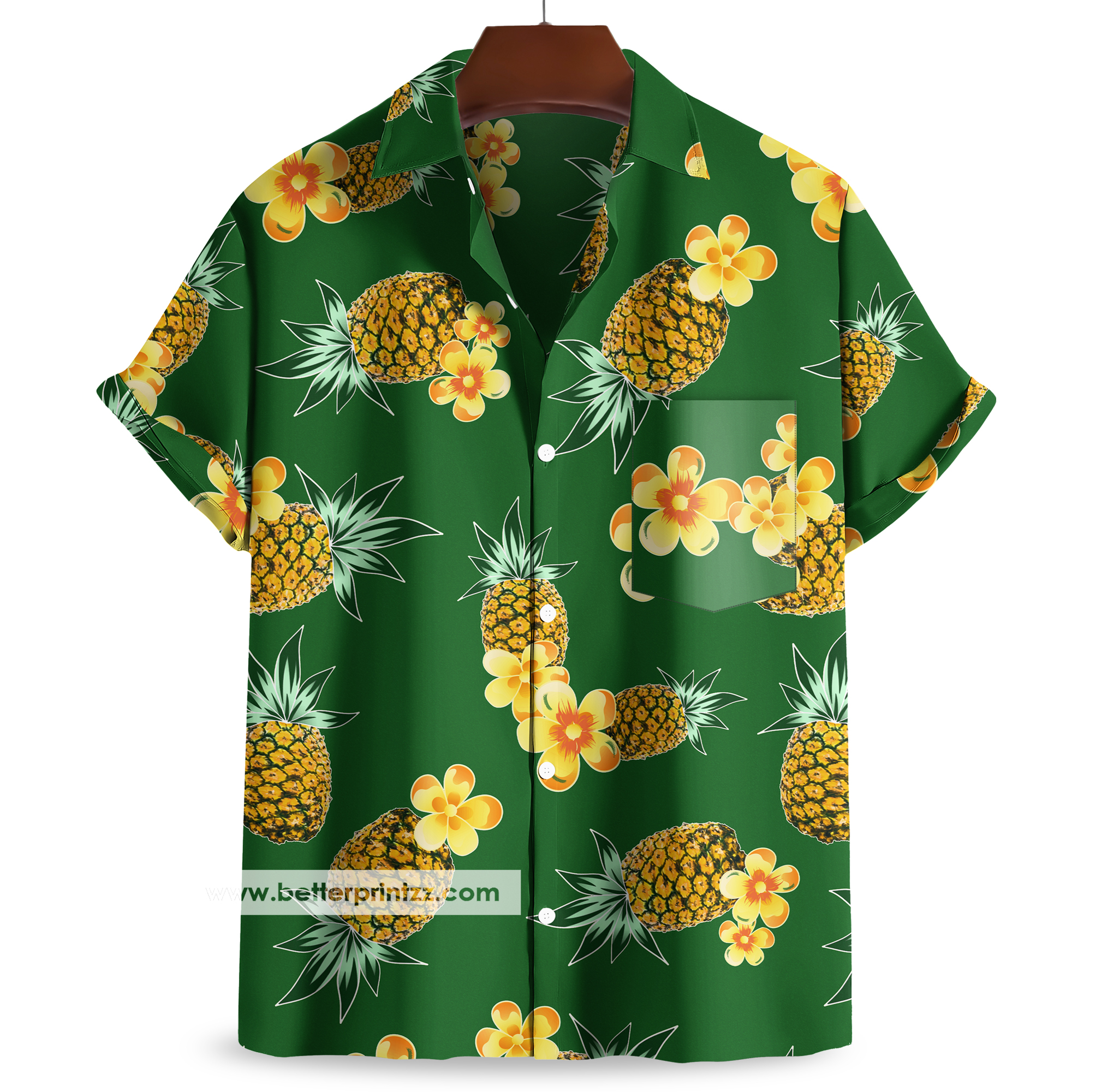Day Shift Hawaiian Shirt, Vampire Hunter Bud Jablonski Cosplay Halloween Costume, Pineapple Floral Green Hawaiian Shirt from Day Shift Movie