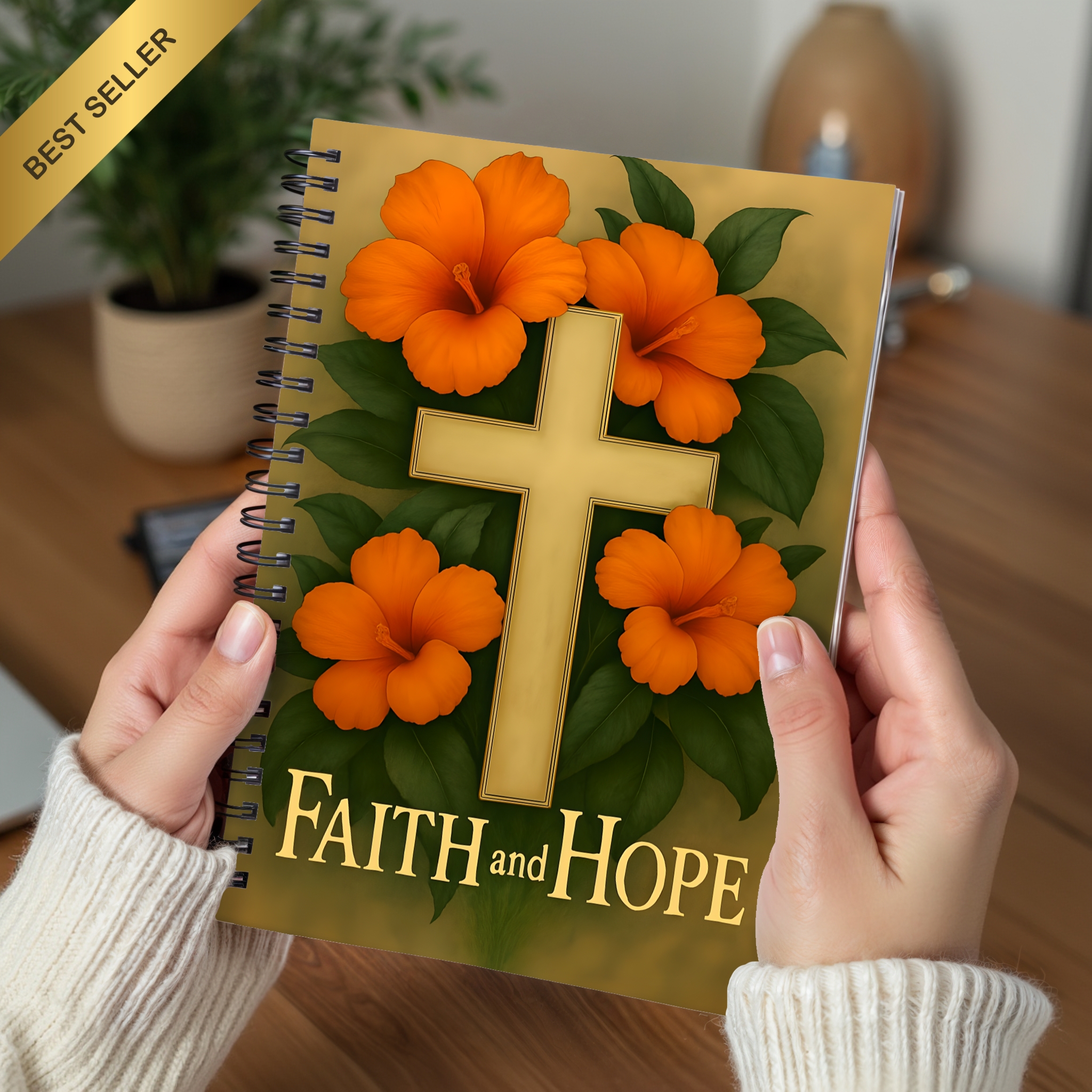 Faith and Hope Floral Personalized Spiral Notebook, Inspirational Journal, Christian Stationery, Spring Gift, Religious Planner product thumbnail image