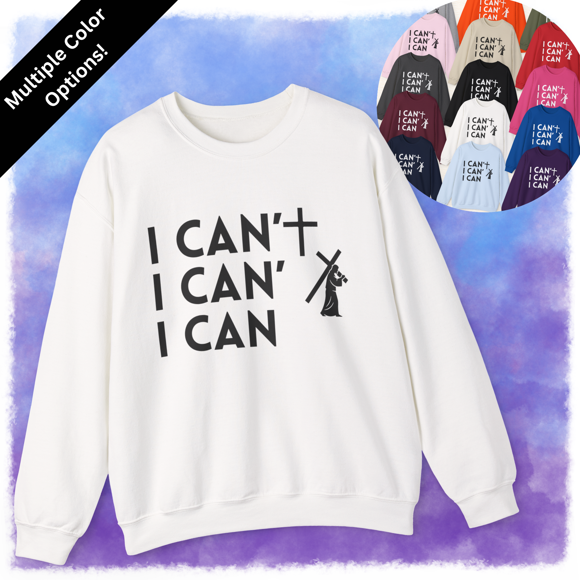 I Can with Jesus - Unisex Pullover Sweatshirt, Cross Christian Wear product thumbnail image
