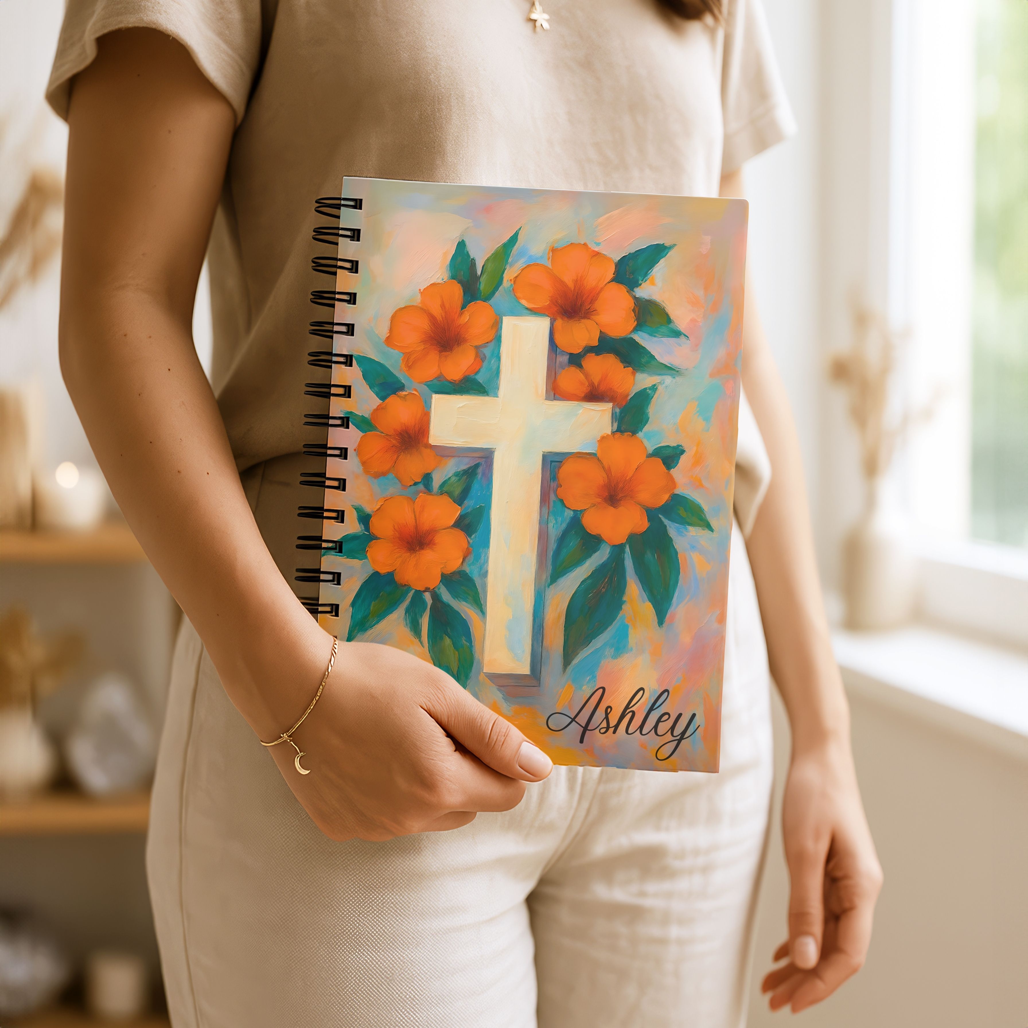 Spiral Notebook - Floral Cross Inspirational Christian Journal product thumbnail image