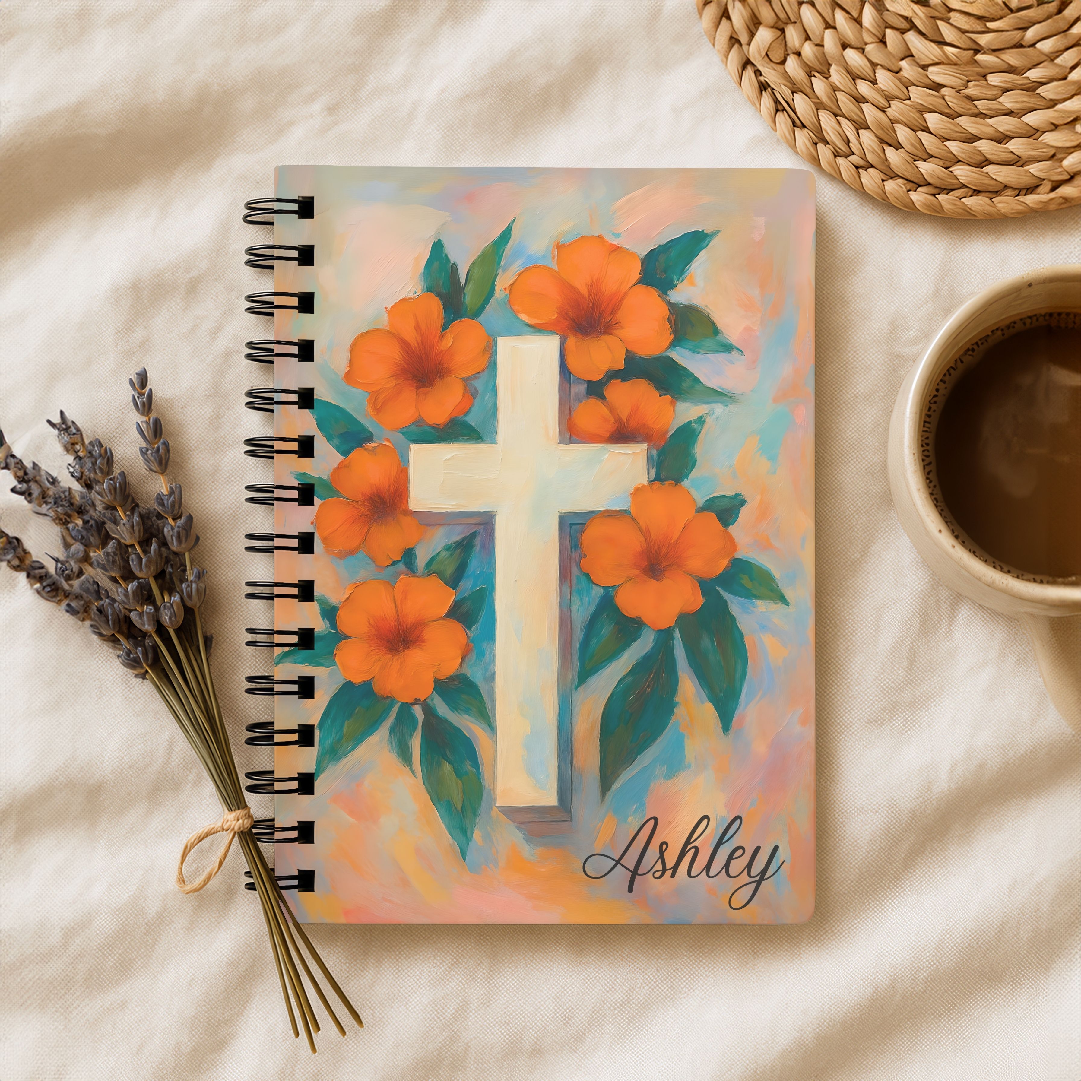 Spiral Notebook - Floral Cross Inspirational Christian Journal product thumbnail image
