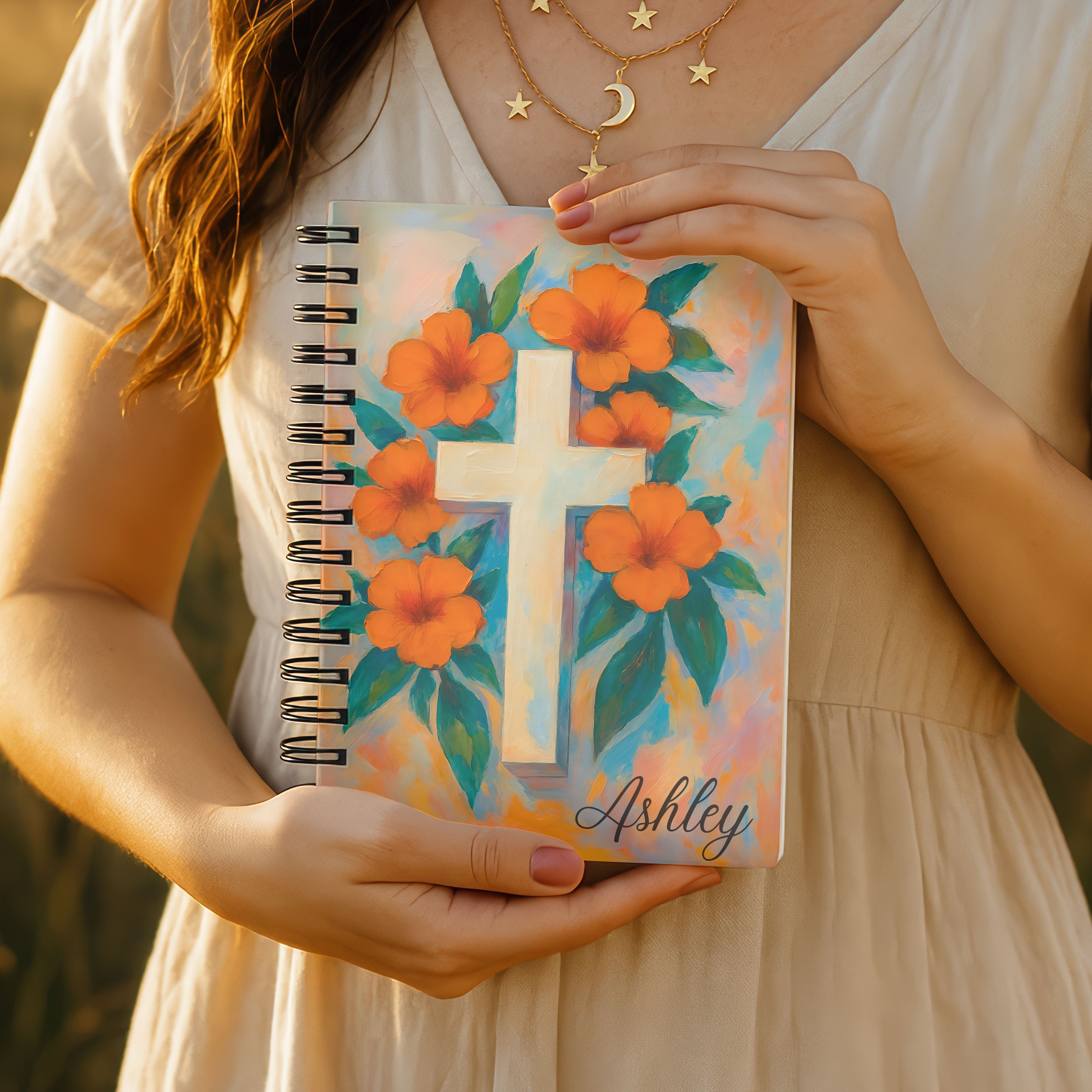 Spiral Notebook - Floral Cross Inspirational Christian Journal