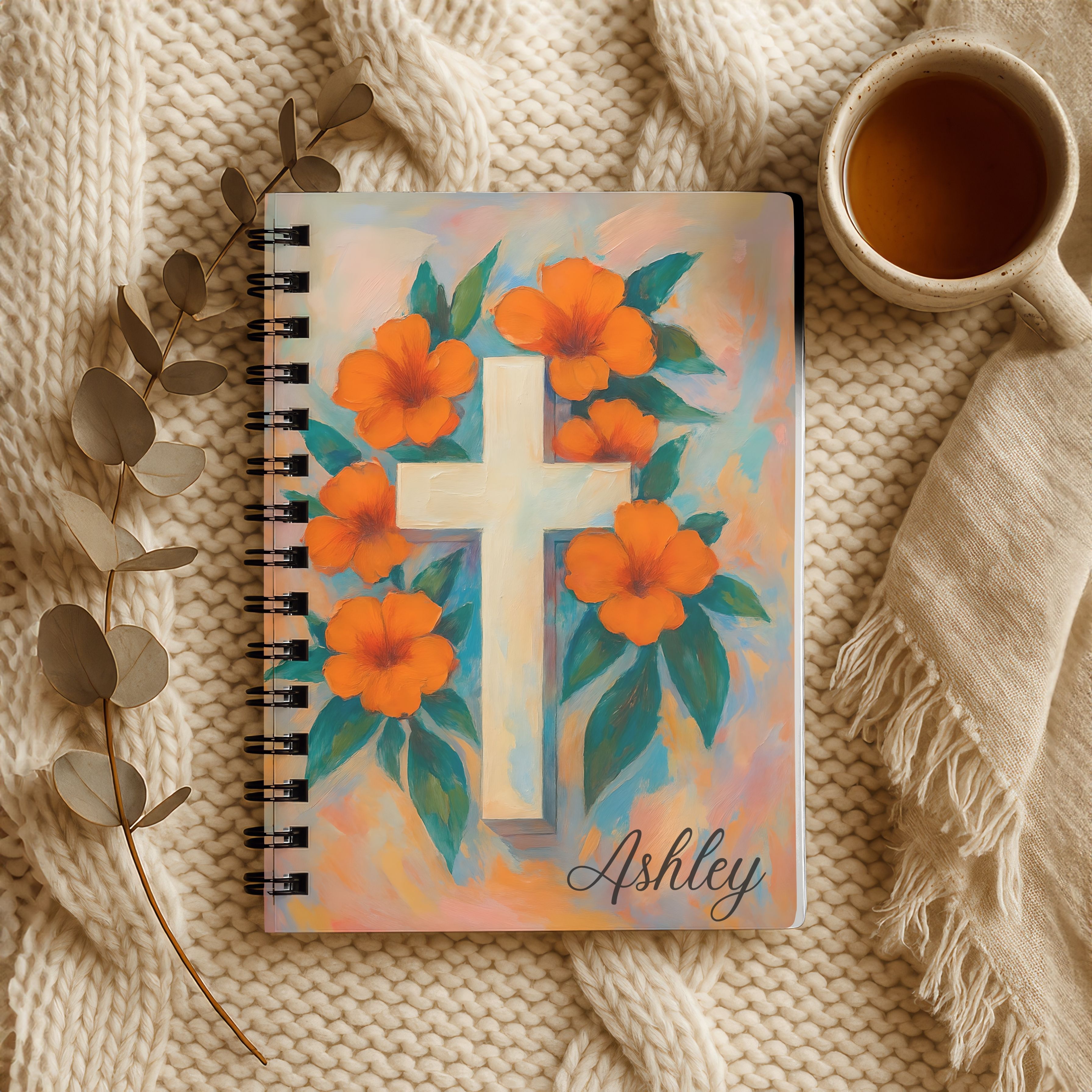 Spiral Notebook - Floral Cross Inspirational Christian Journal product thumbnail image