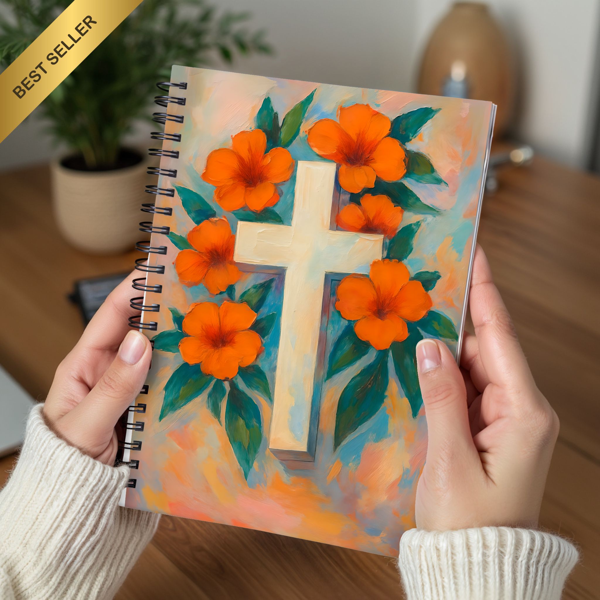 Spiral Notebook - Floral Cross Inspirational Christian Journal product thumbnail image