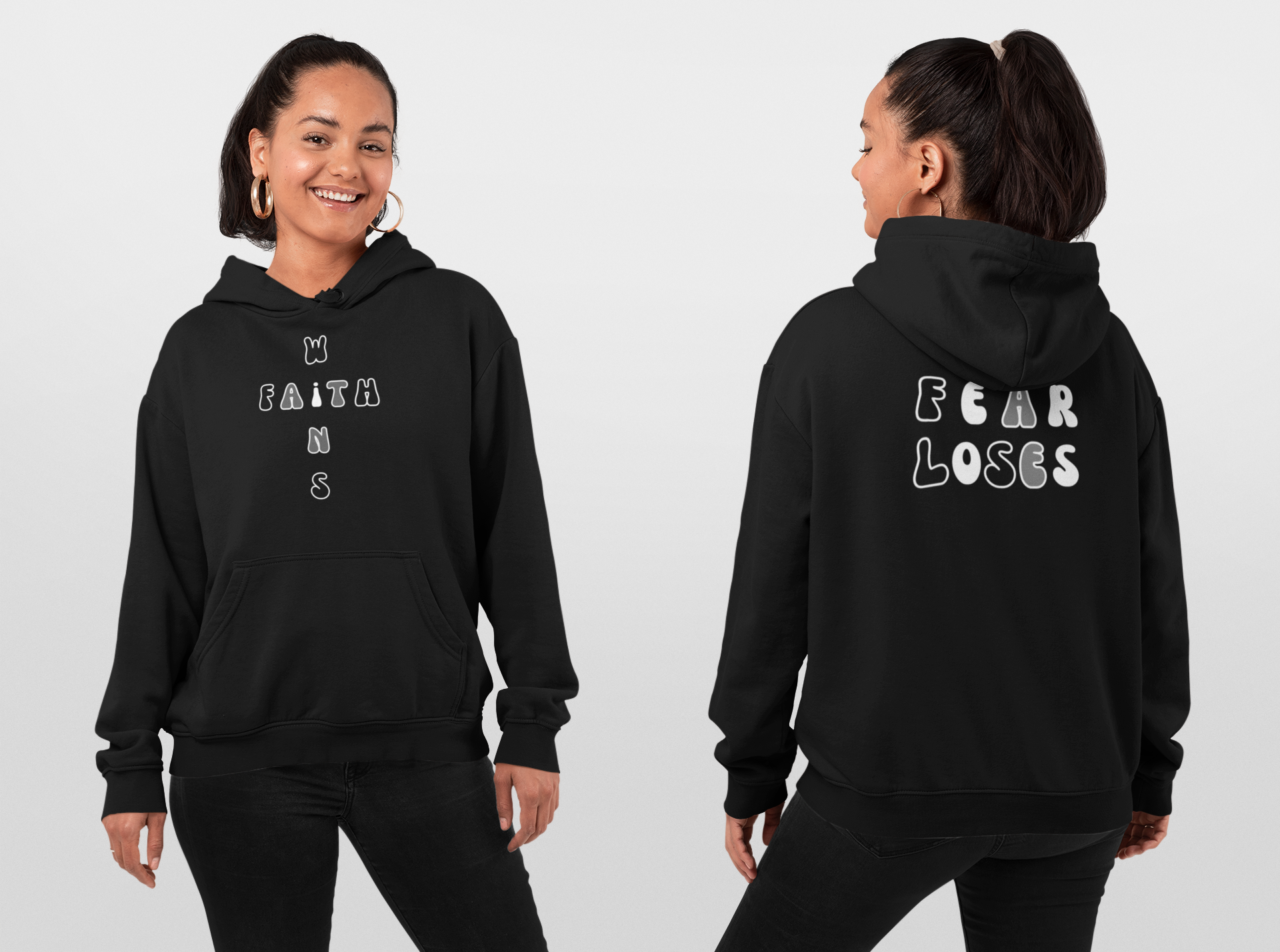 Faith Wins Fear Loses Inspirational Adult Heavy Blend™ Hooded Sweatshirt product thumbnail image
